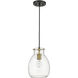 Bella 1 Light 8 inch Matte Black and Olde Brass Pendant Ceiling Light