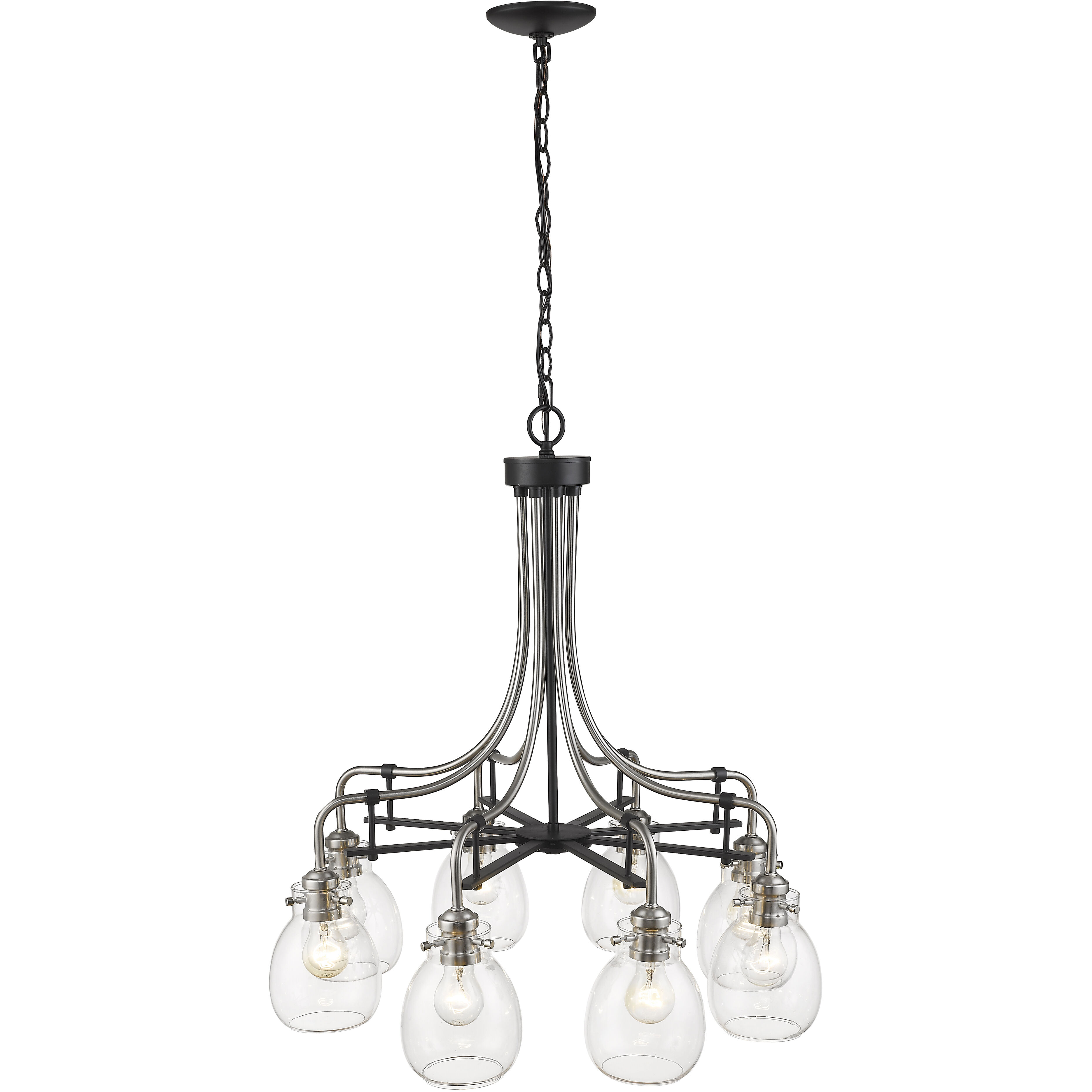 Kraken 8 Light 28 inch Matte Black and Brushed Nickel Chandelier Ceiling Light
