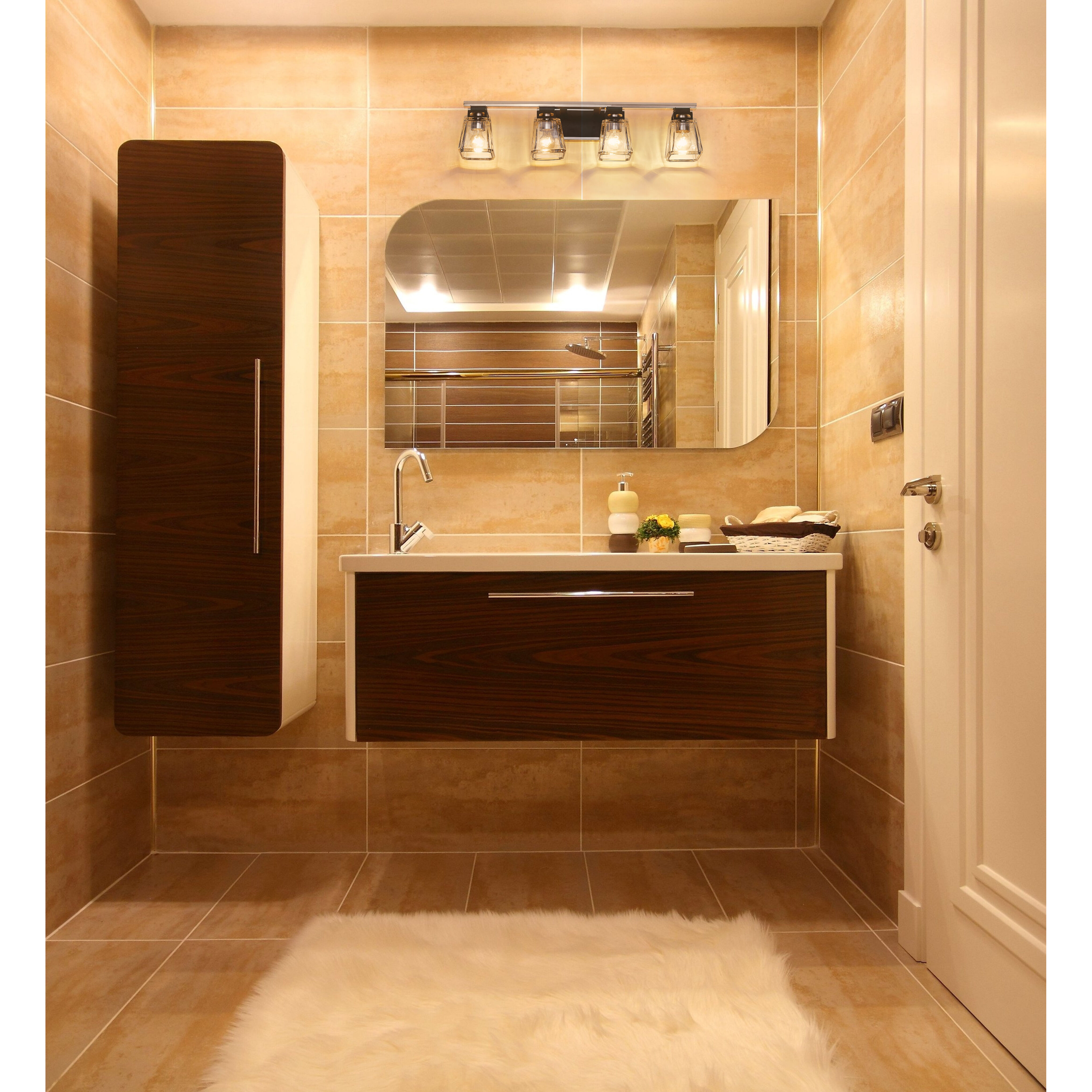 Jackson 4 Light 33 inch Brushed Nickel and Matte Black Vanity Wall Light