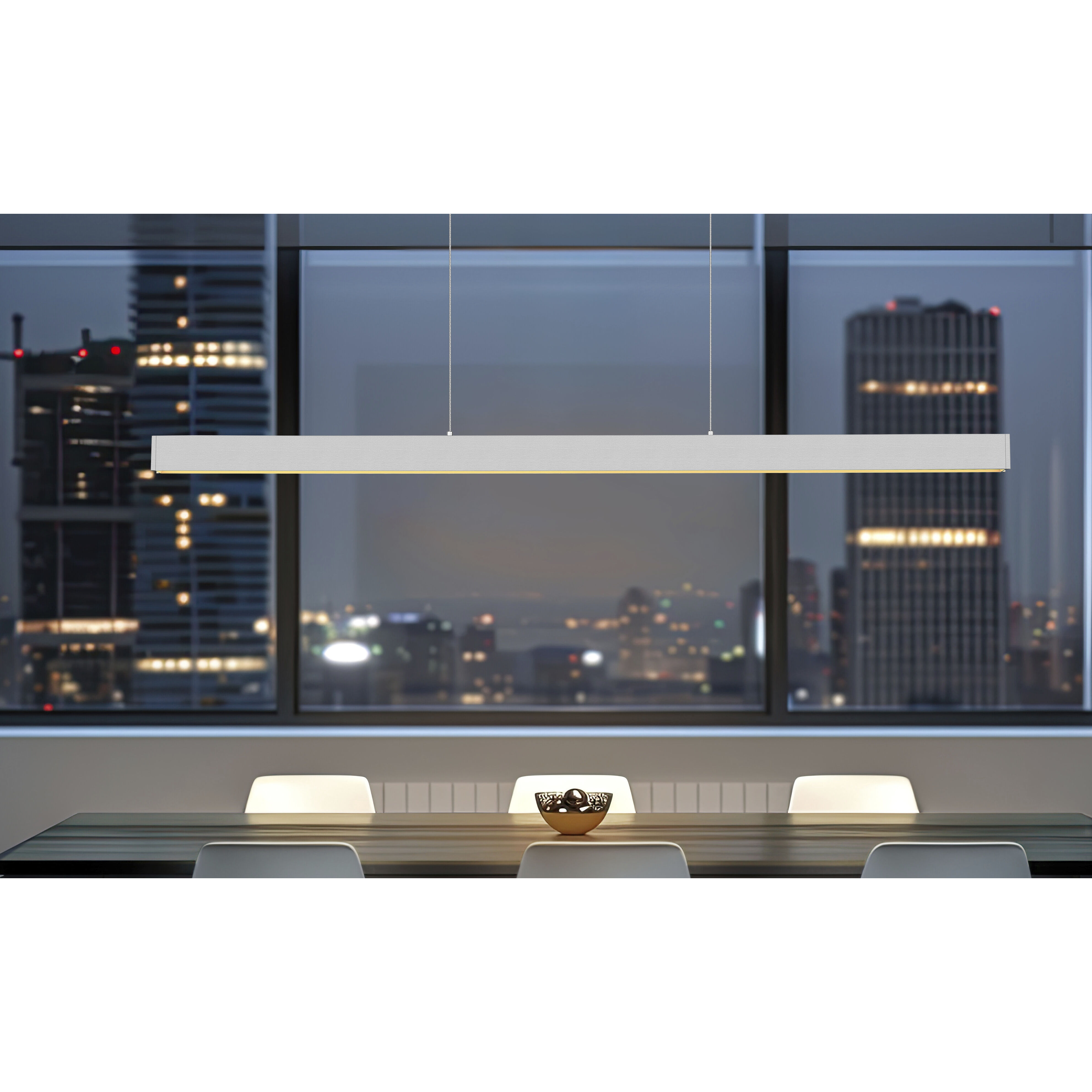 Hudson LED 72 inch Brushed Nickel Linear Chandelier Ceiling Light