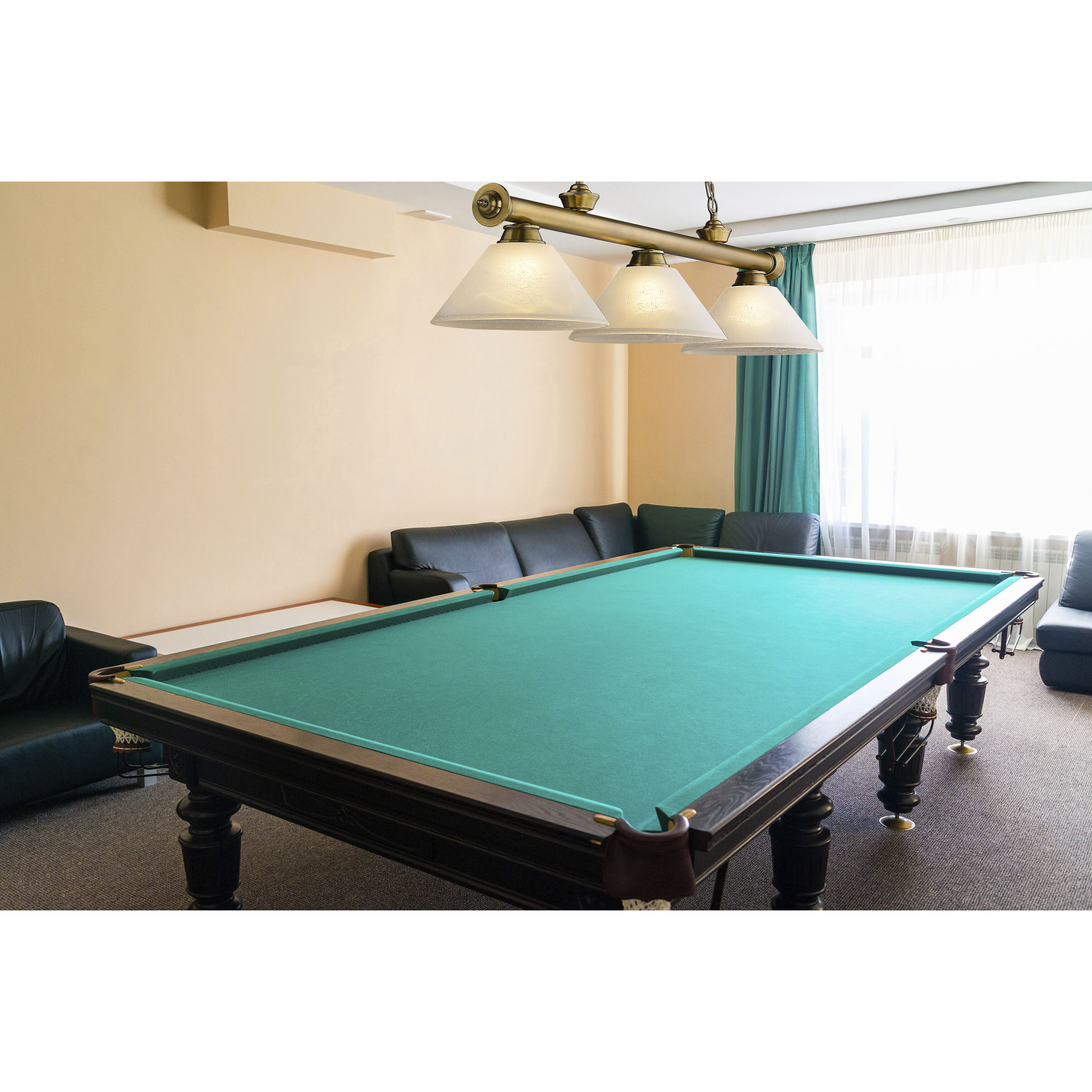 Cordon 3 Light 57.25 inch Rubbed Brass Billiard Ceiling Light in White Linen Glass