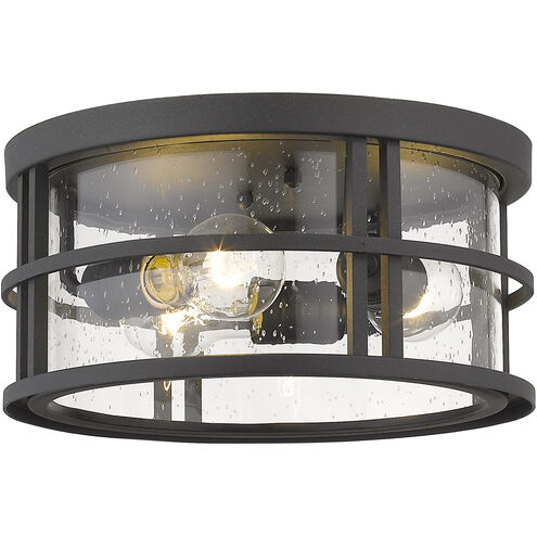 Jordan 3 Light 12 inch Black Outdoor Flush Ceiling Mount Fixture
