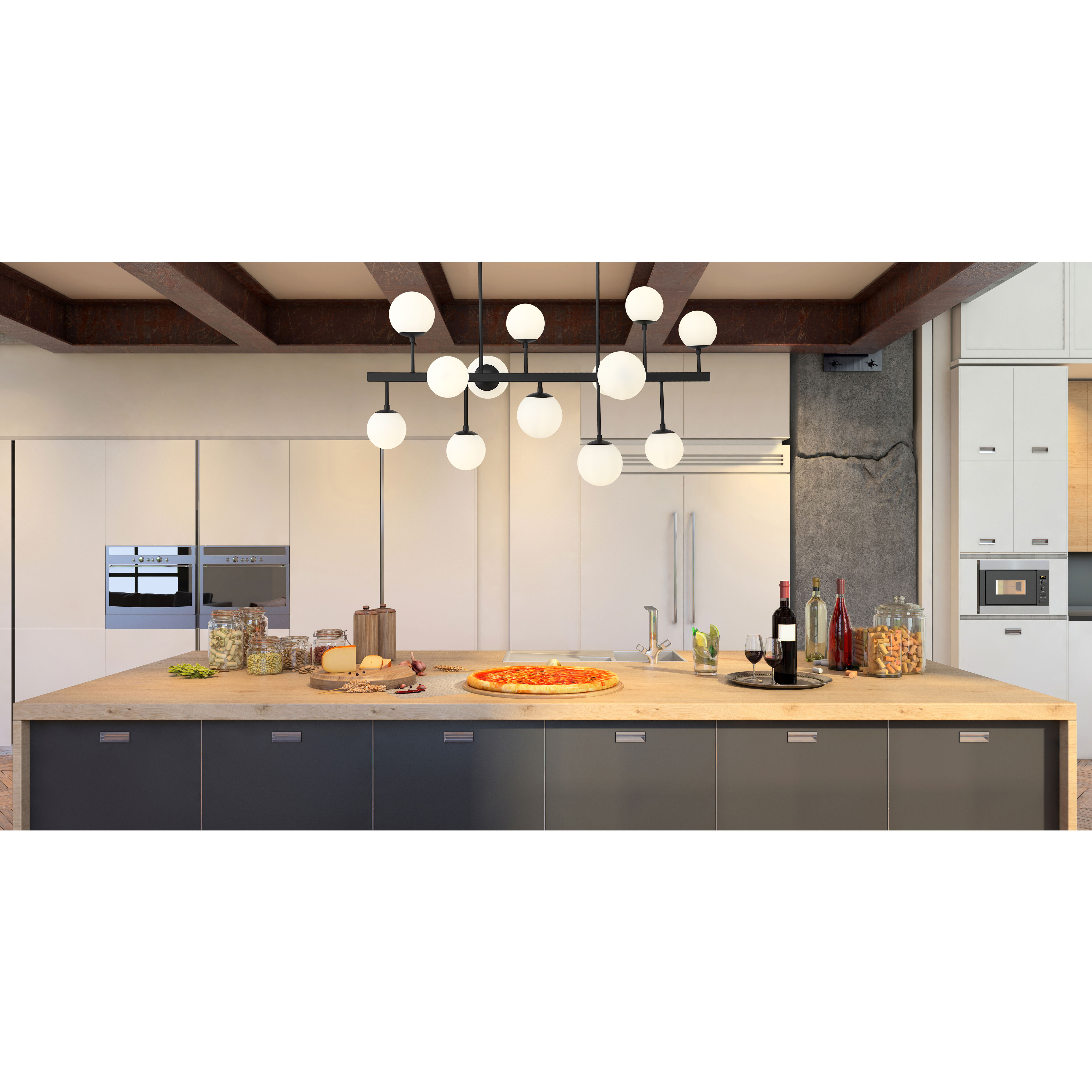 Midnetic 13 Light 45.5 inch Matte Black Linear Chandelier Ceiling Light