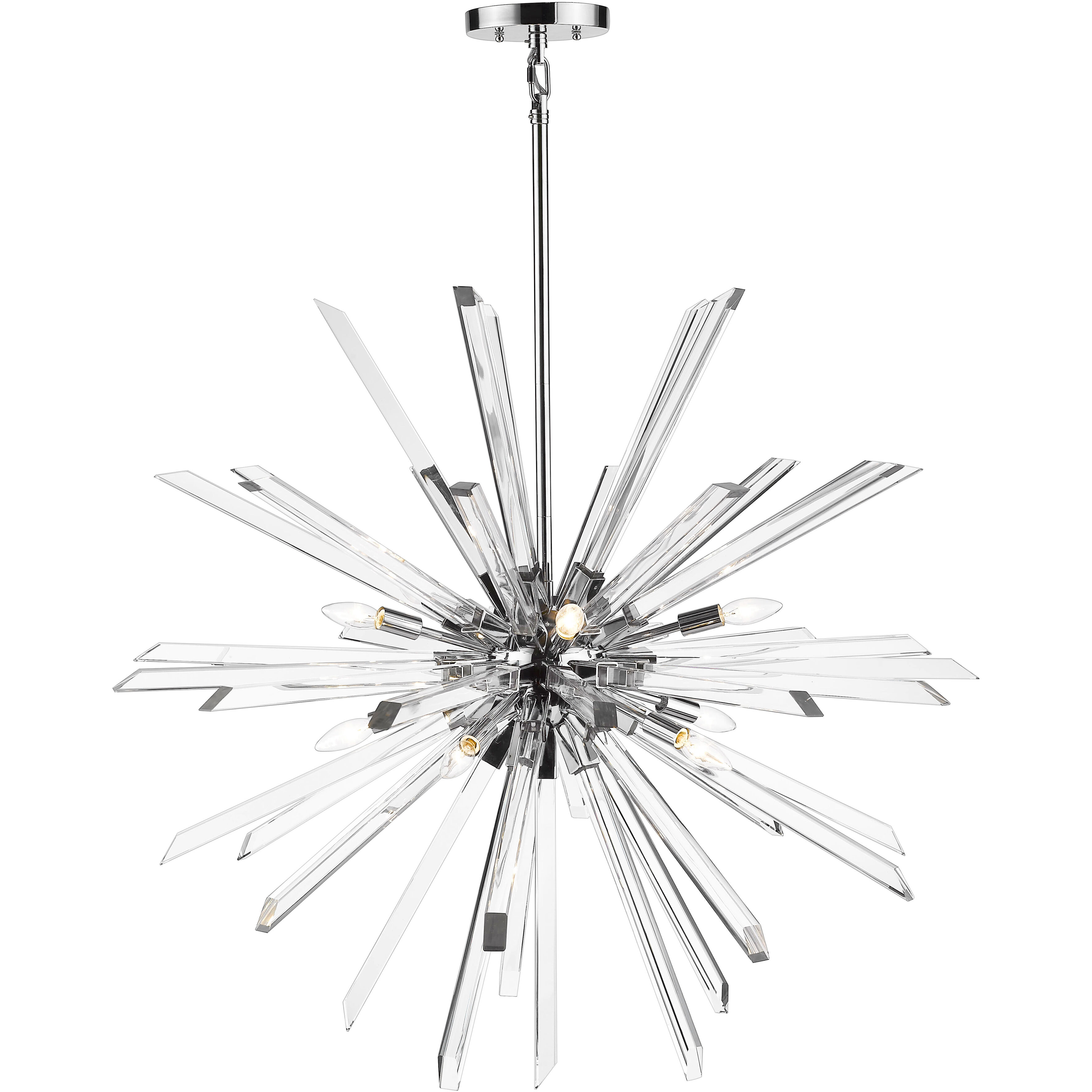Burst 10 Light 41.5 inch Chrome Chandelier Ceiling Light in 84