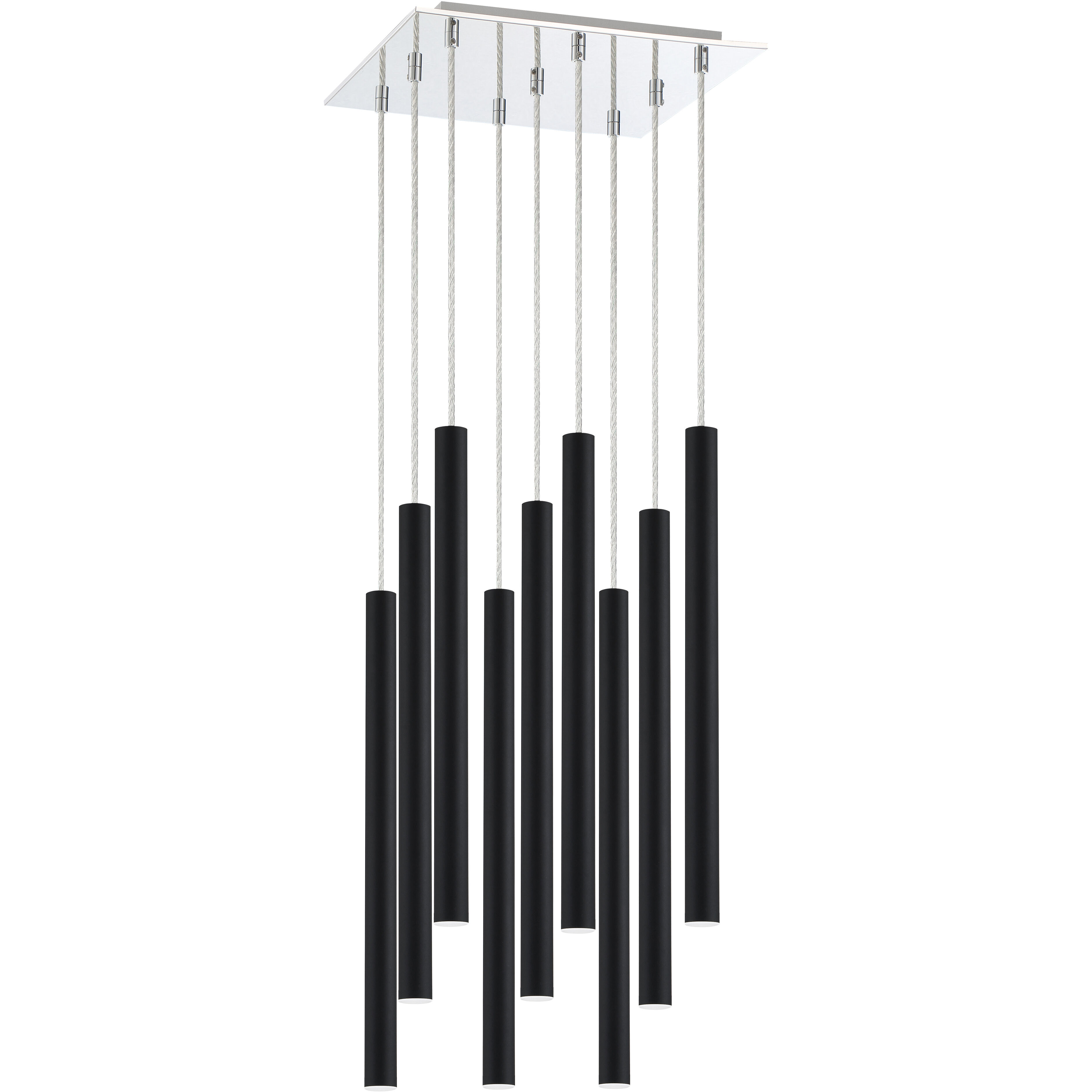 Forest LED 14 inch Chrome Chandelier Ceiling Light in Matte Black Steel