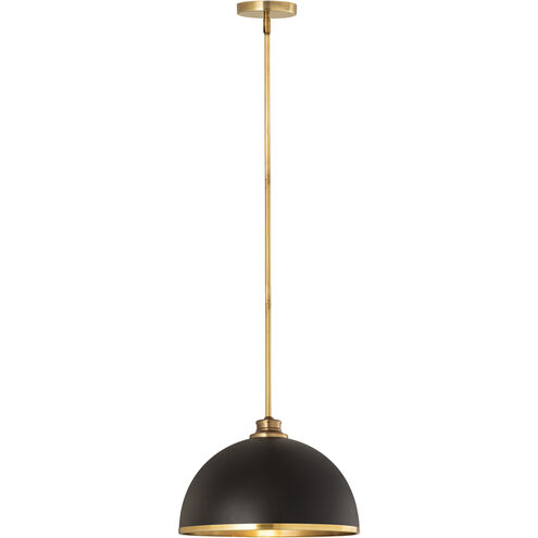 Landry 1 Light 14 inch Matte Black and Rubbed Brass Pendant Ceiling Light