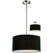 Albion 3 Light 16 inch Brushed Nickel Pendant Ceiling Light in Black Fabric