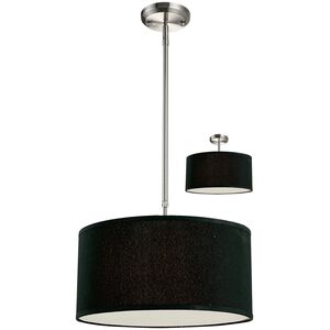 Albion 3 Light 16 inch Brushed Nickel Pendant Ceiling Light in Black Fabric