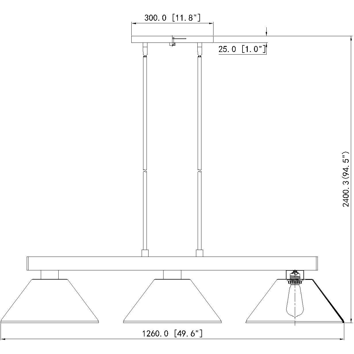 Cobalt 3 Light 49.75 inch Modern Gold Billiard Light Ceiling Light in White Plastic