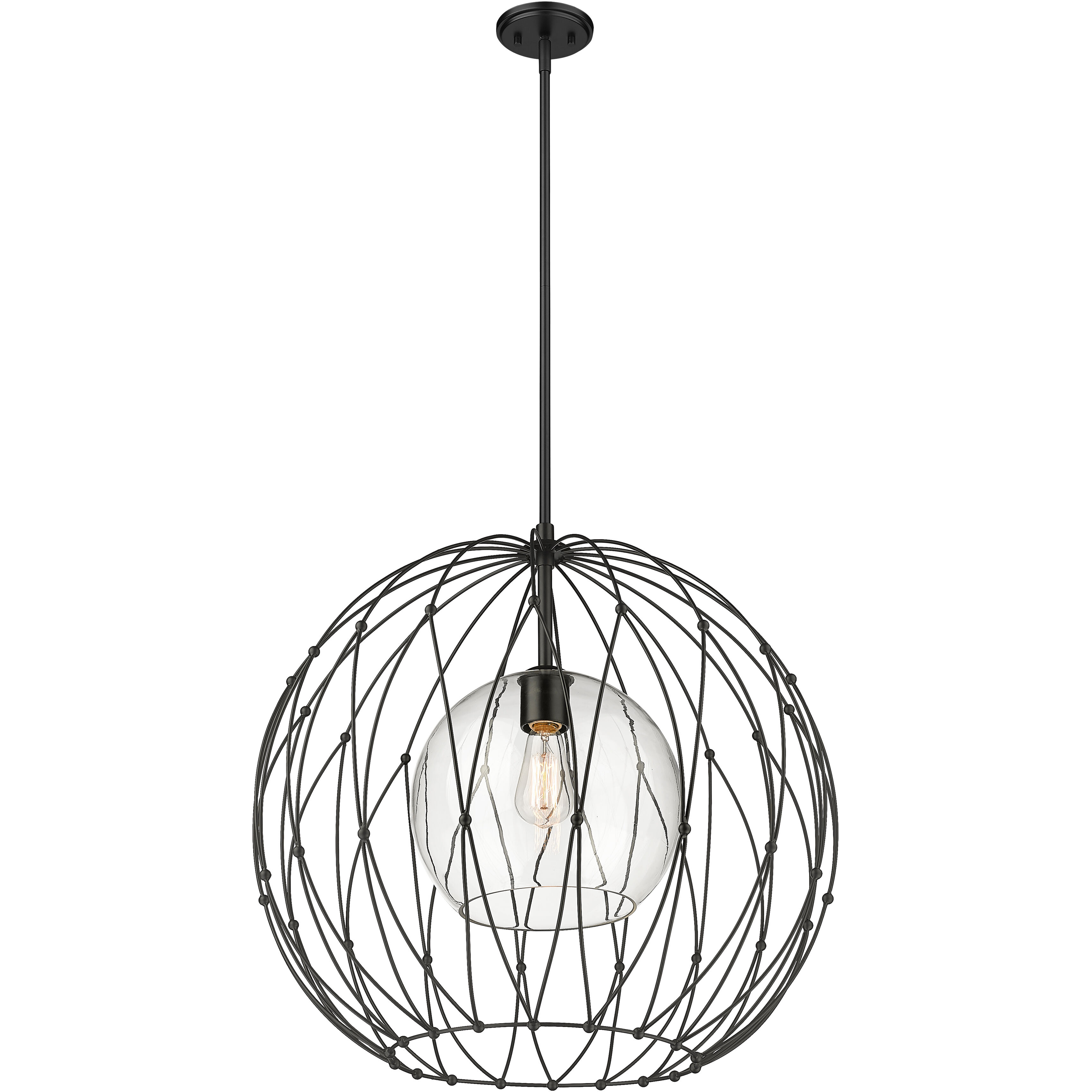 Elle 1 Light 24 inch Matte Black Pendant Ceiling Light