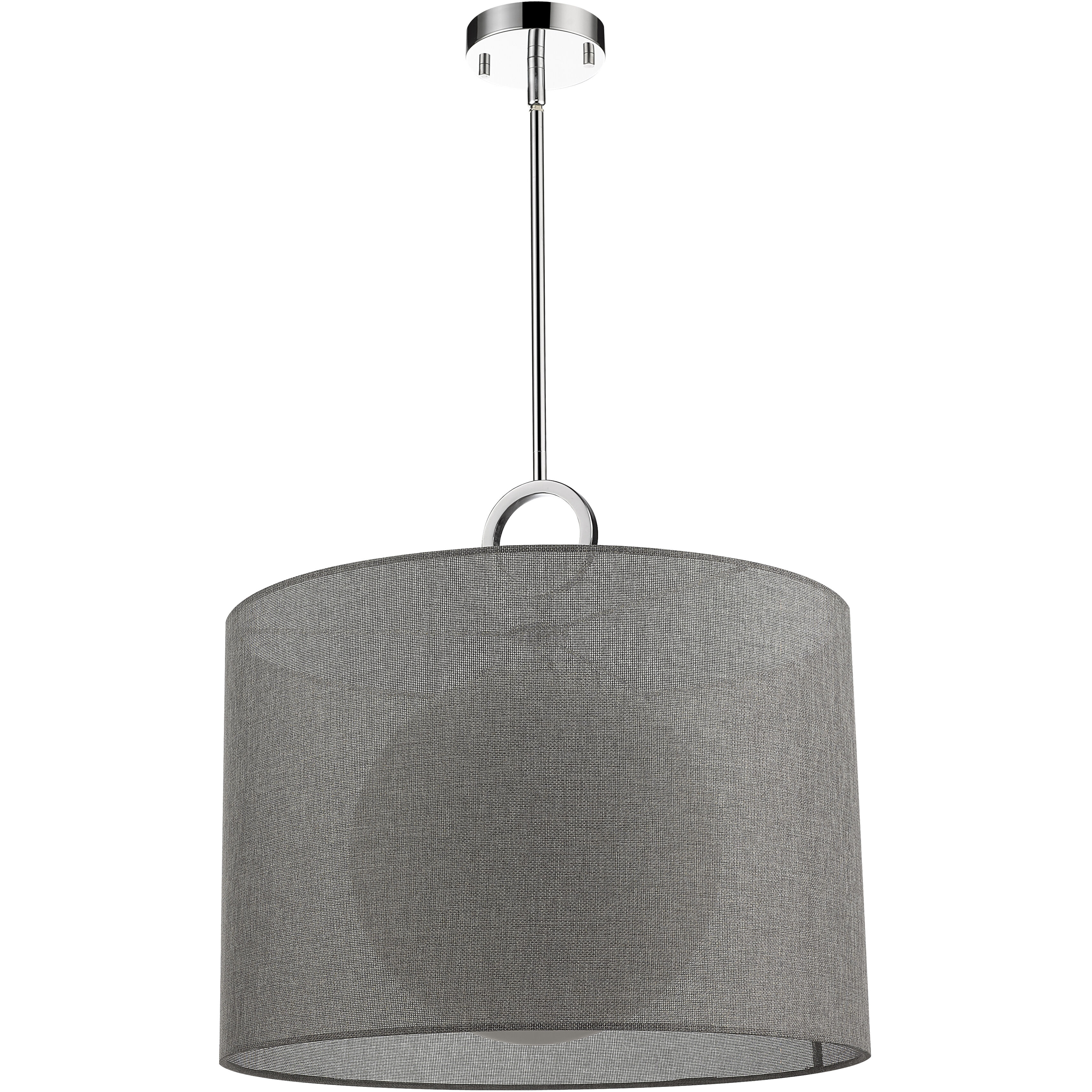 Arosia 1 Light 20 inch Chrome Pendant Ceiling Light in 9, Gray Fabric