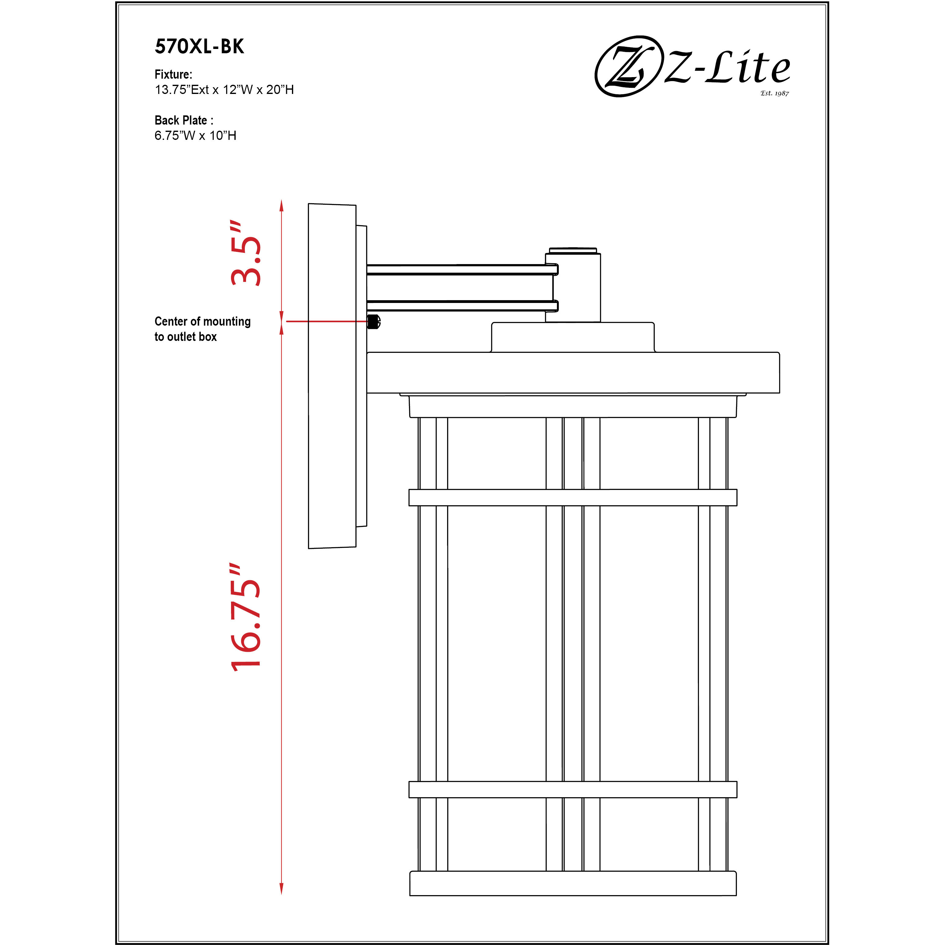 Jordan 1 Light 20 inch Black Outdoor Wall Light
