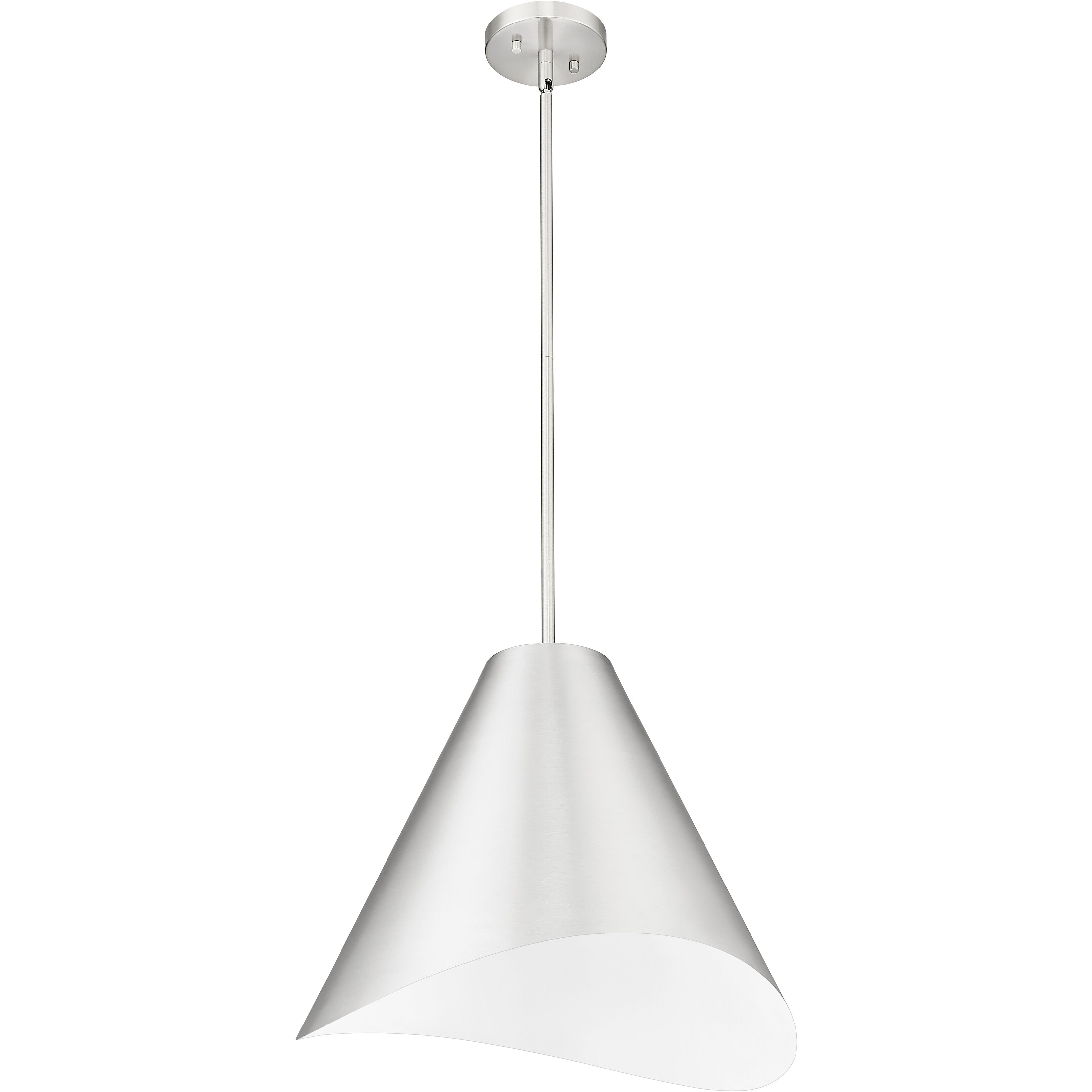 Aria 1 Light 18 inch Brushed Nickel Pendant Ceiling Light in Brushed Nickel & Inner White