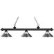 Riviera 3 Light 57.25 inch Matte Black Billiard Ceiling Light in 14.15, Clear Ribbed and Chrome Glass and Steel