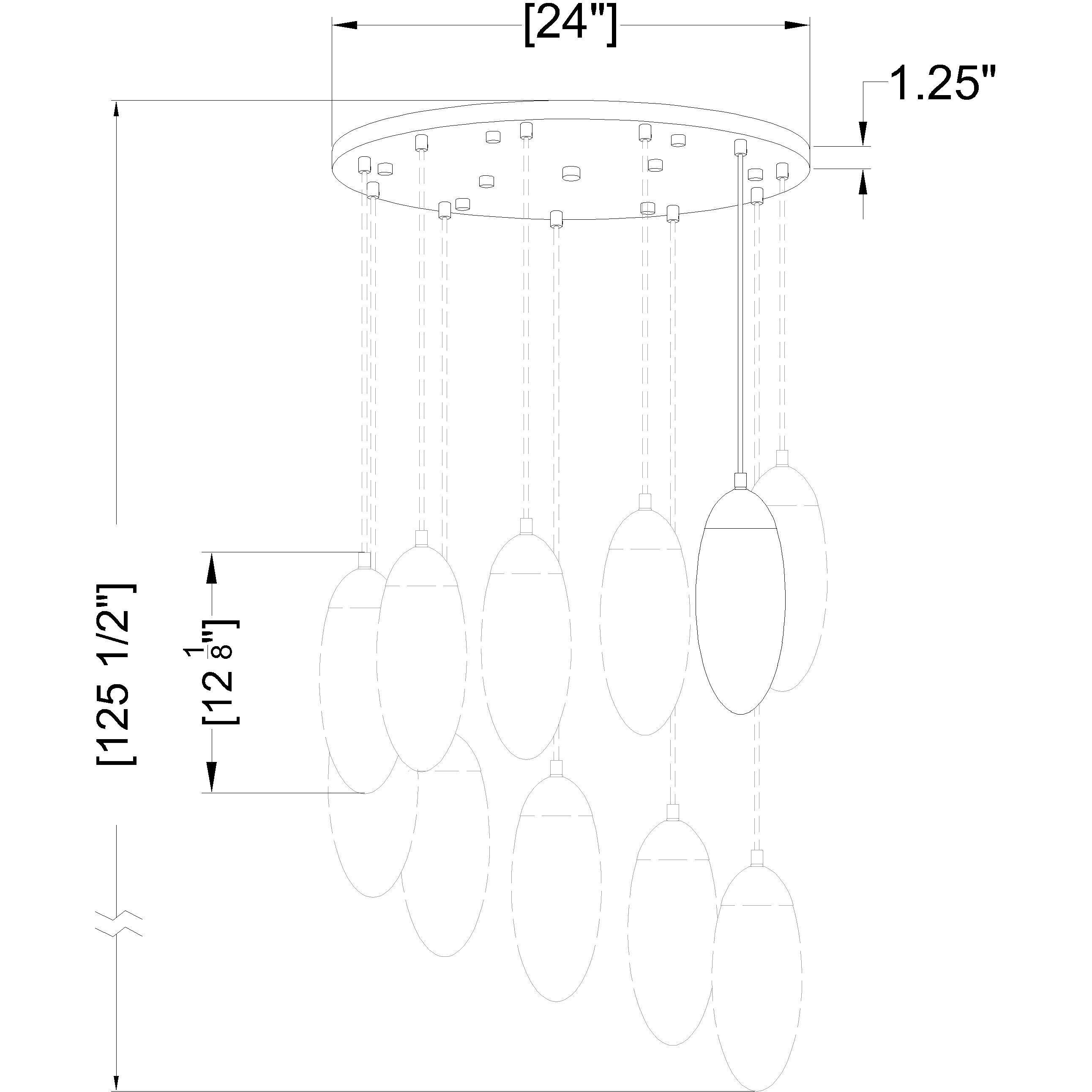 Arden 11 Light 24 inch Matte Black Chandelier Ceiling Light