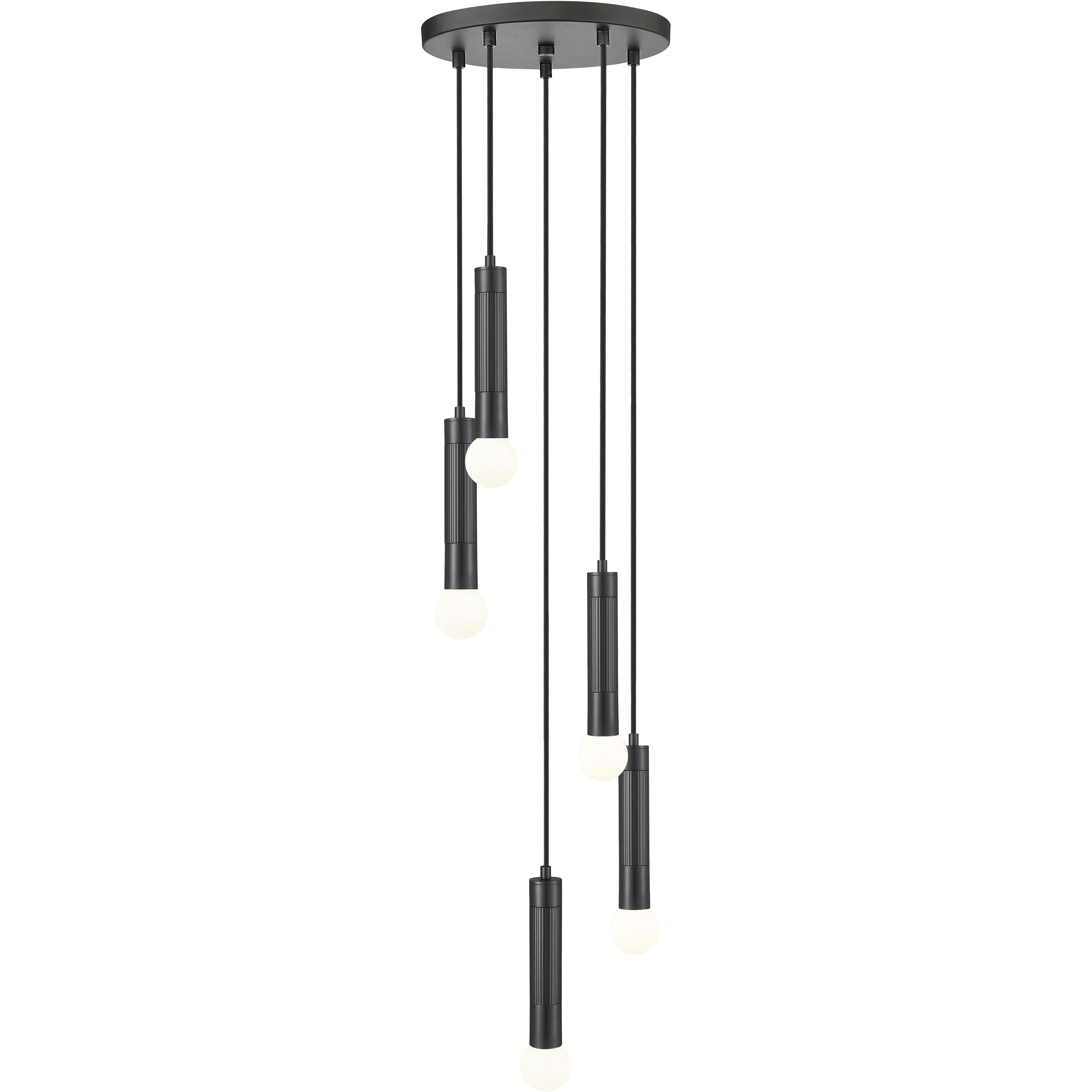 Stari 5 Light 12 inch Matte Black Chandelier Ceiling Light