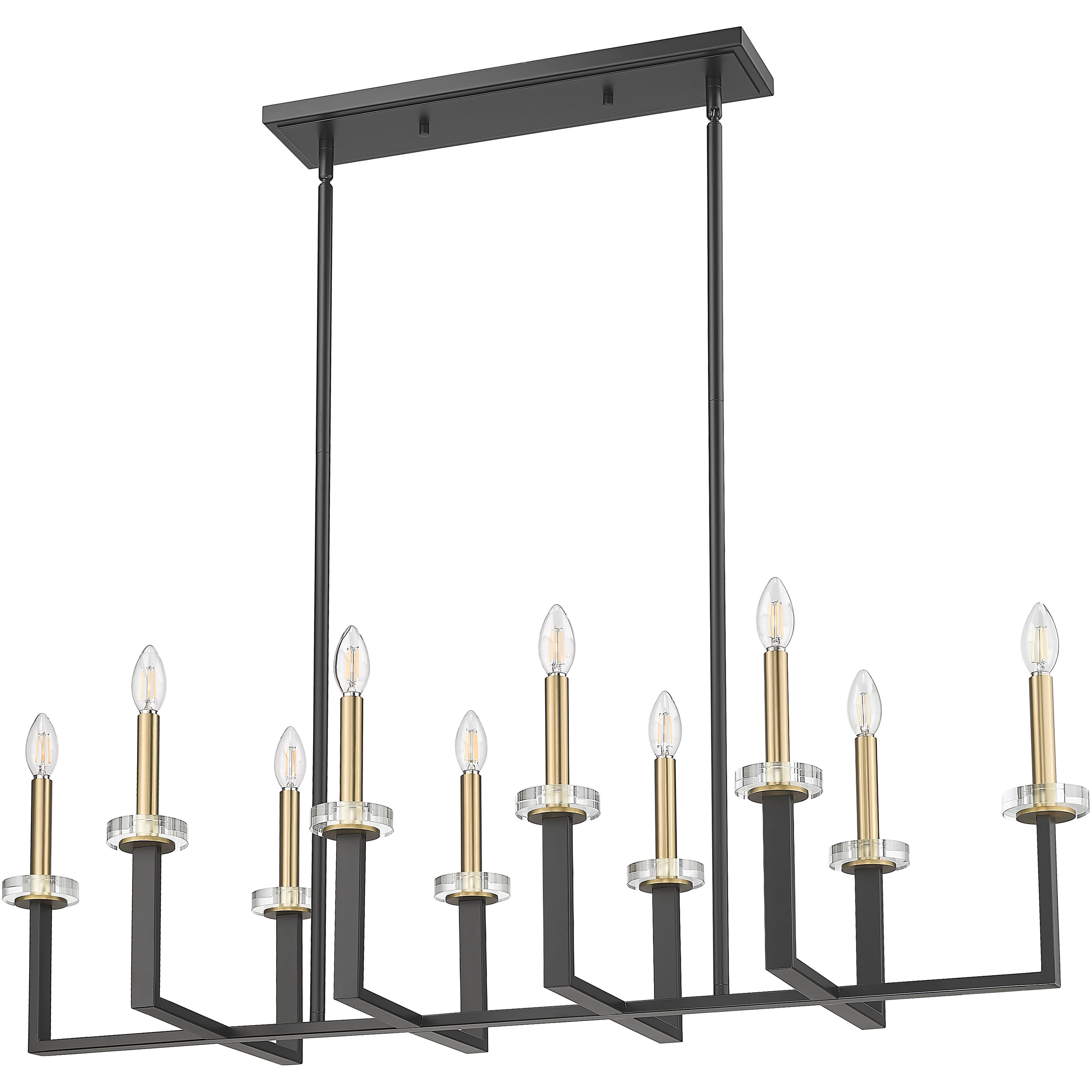 Gaultier 10 Light 44.75 inch Matte Black and Mondern Gold Linear Chandelier Ceiling Light in Matte Black and Modern Gold
