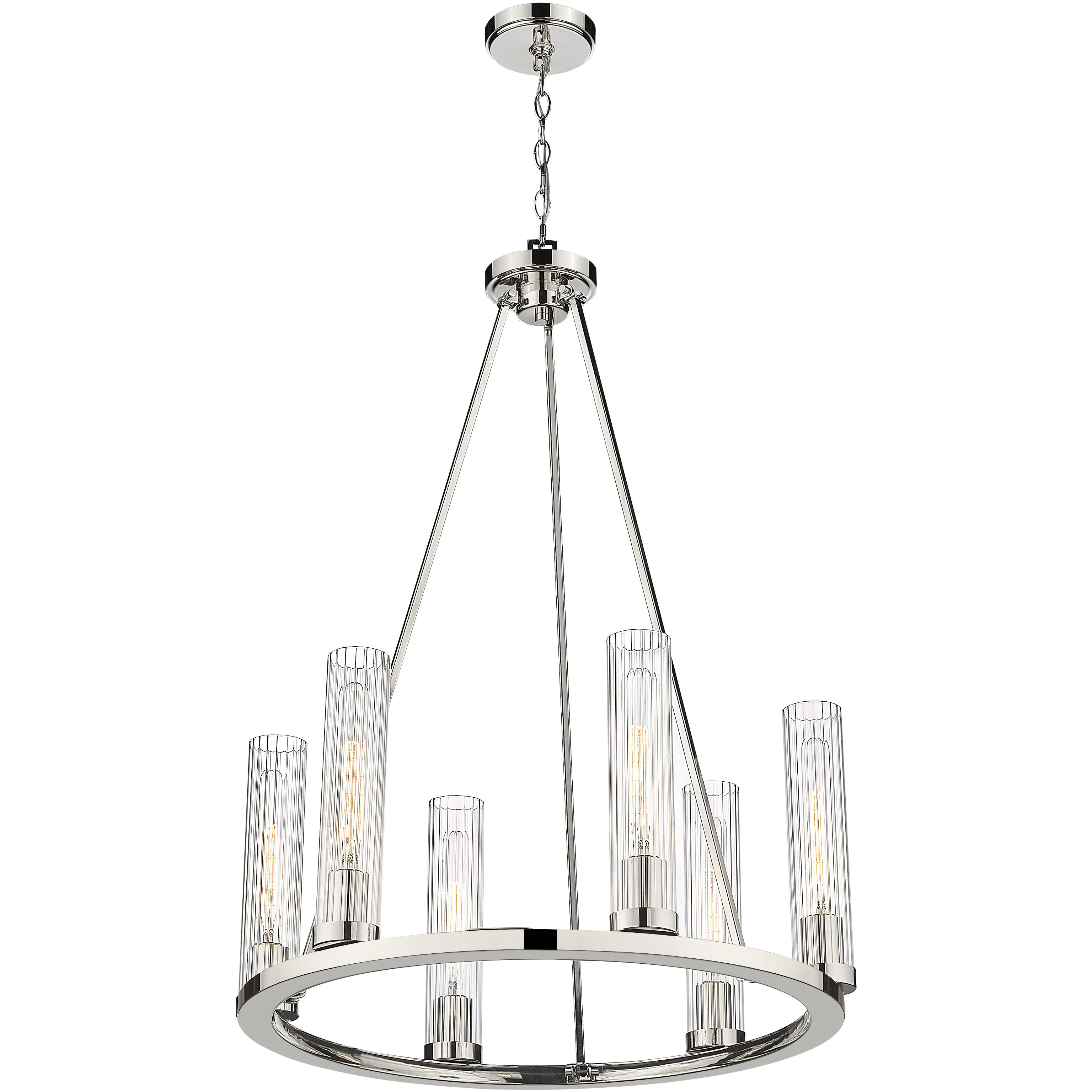 Beau 6 Light 26 inch Polished Nickel Chandelier Ceiling Light