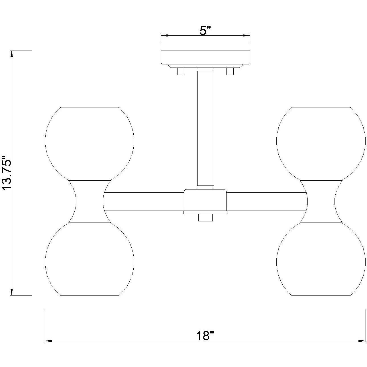 Artemis 6 Light 18 inch Matte Black Semi Flush Mount Ceiling Light