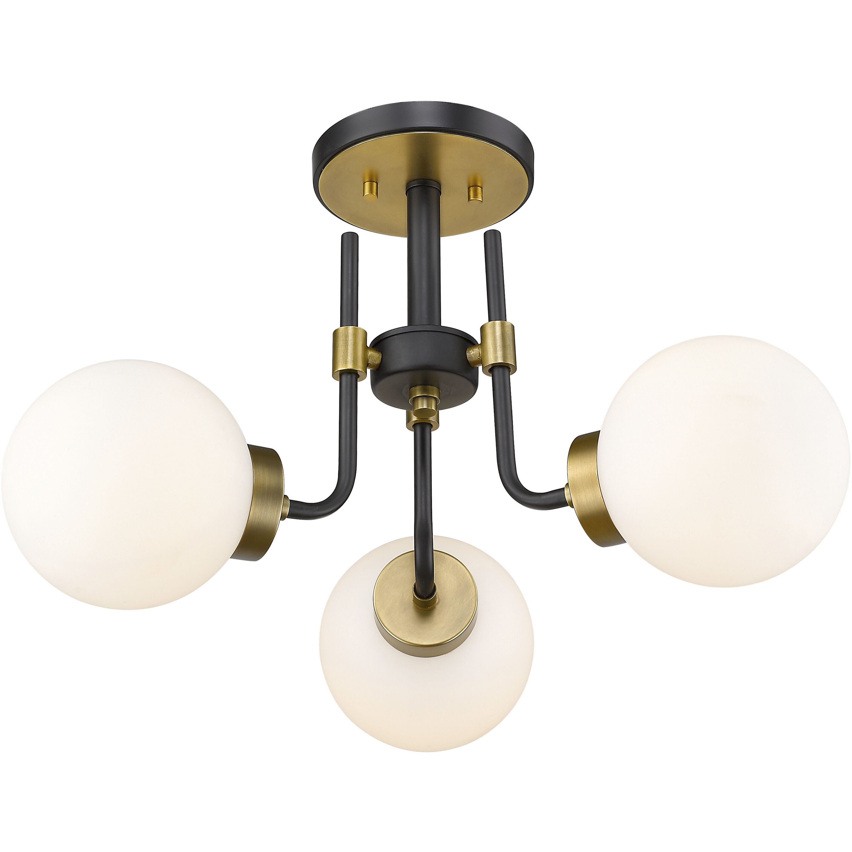 Parsons 3 Light 22 inch Matte Black and Olde Brass Semi Flush Mount Ceiling Light