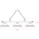 Cordon 3 Light 58 inch Rubbed Brass Billiard Ceiling Light in White Mottle Glass
