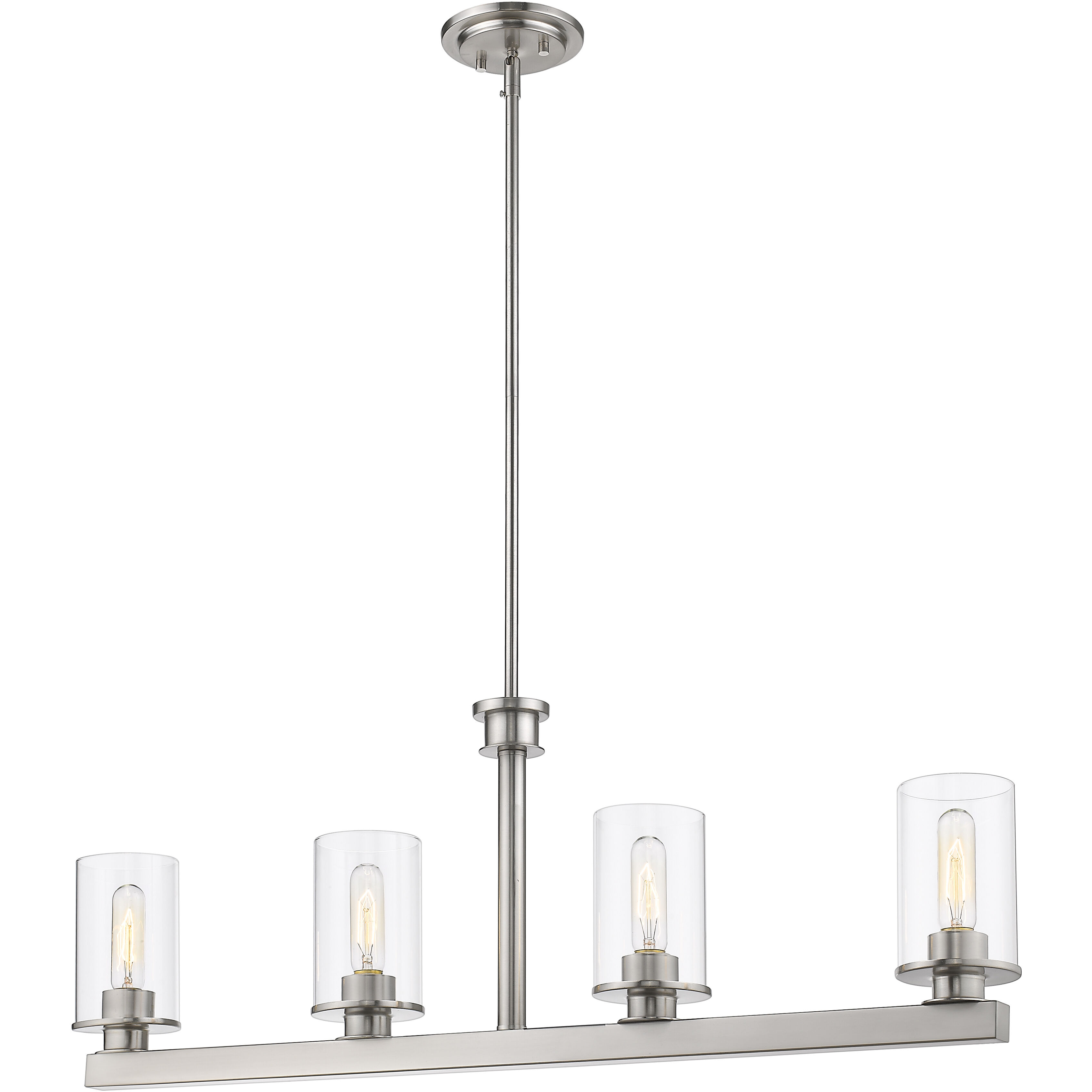 Savannah 4 Light 40 inch Brushed Nickel Linear Chandelier Ceiling Light