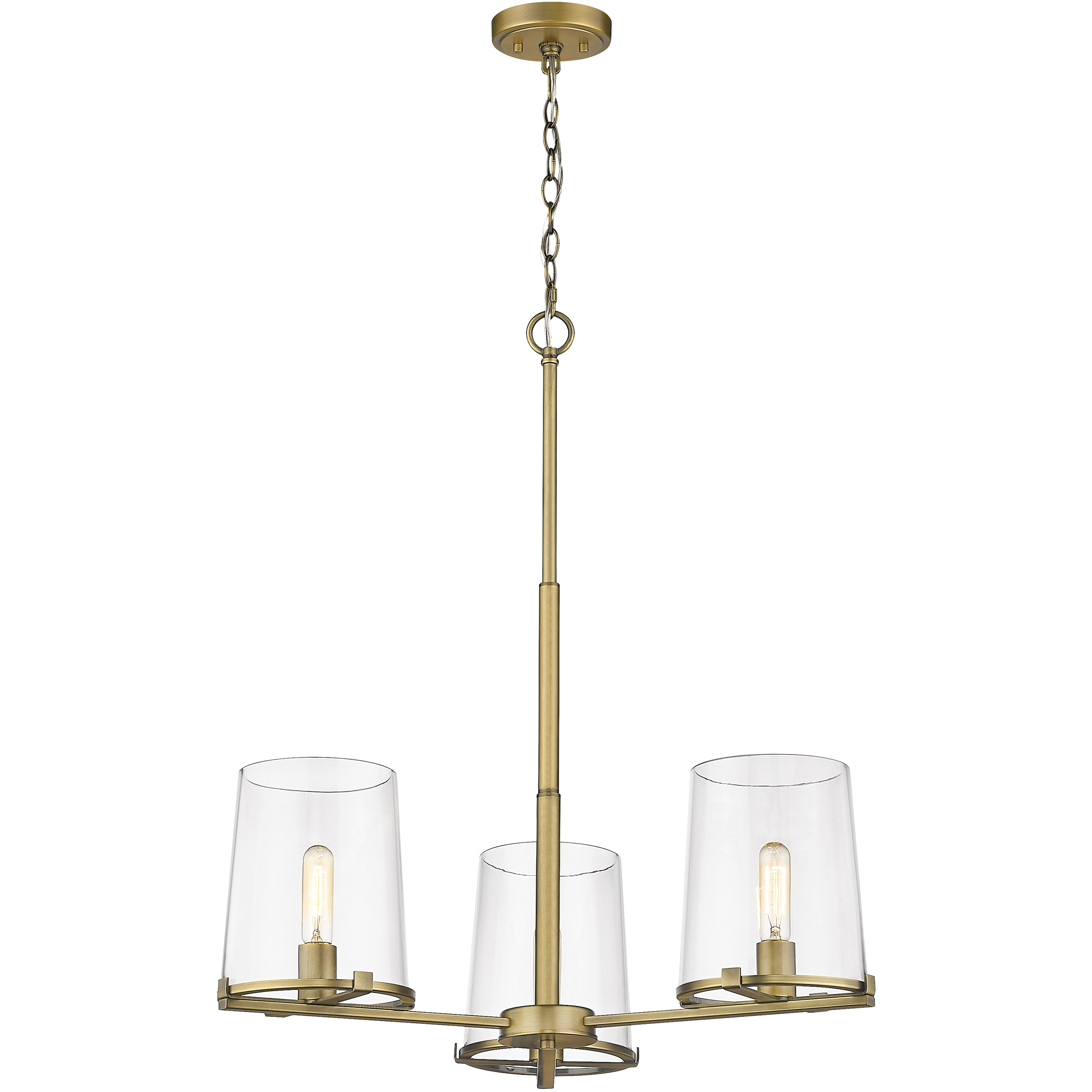 Callista 3 Light 28 inch Rubbed Brass Chandelier Ceiling Light