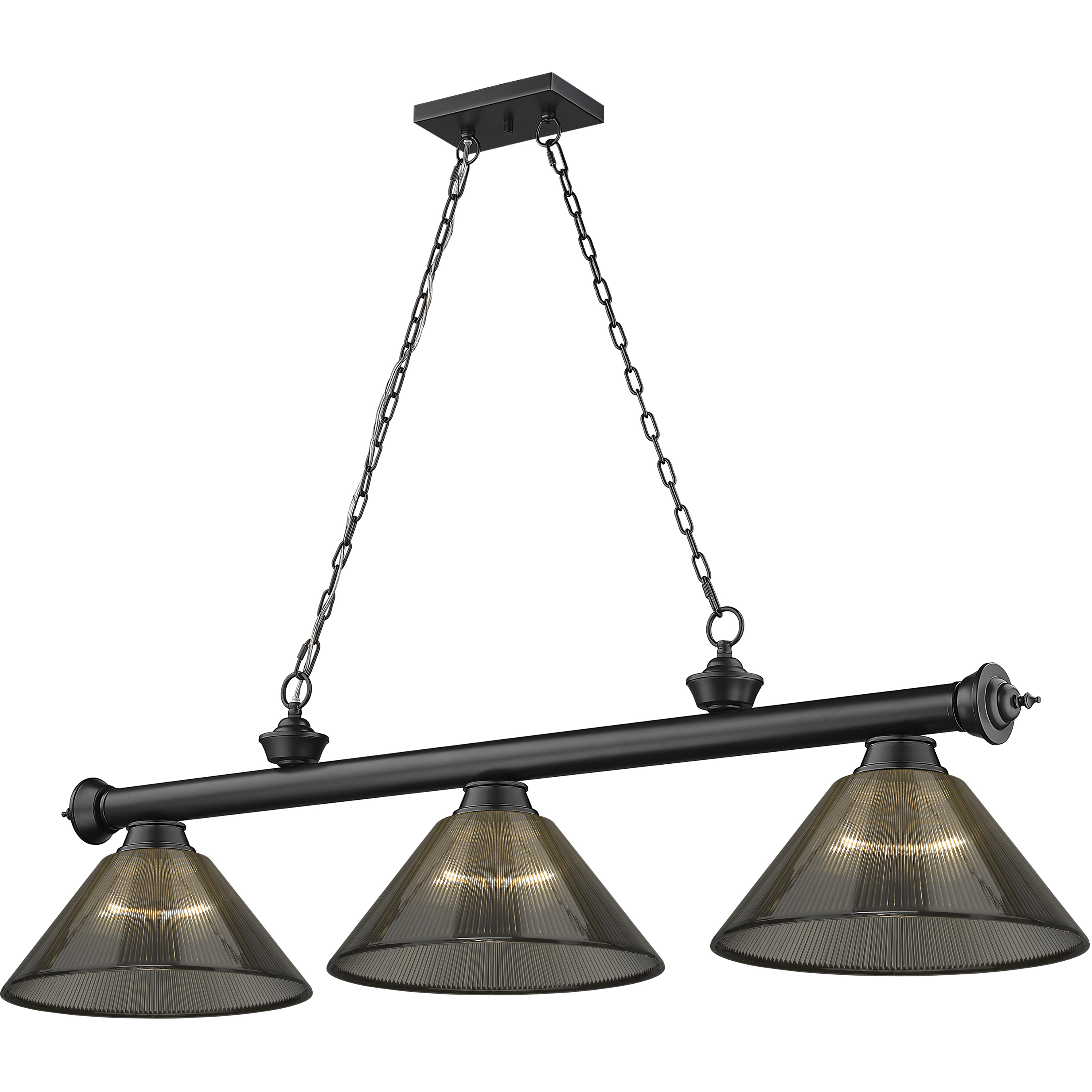 Cordon 3 Light 57.25 inch Matte Black Billiard Ceiling Light in Smoke Acrylic