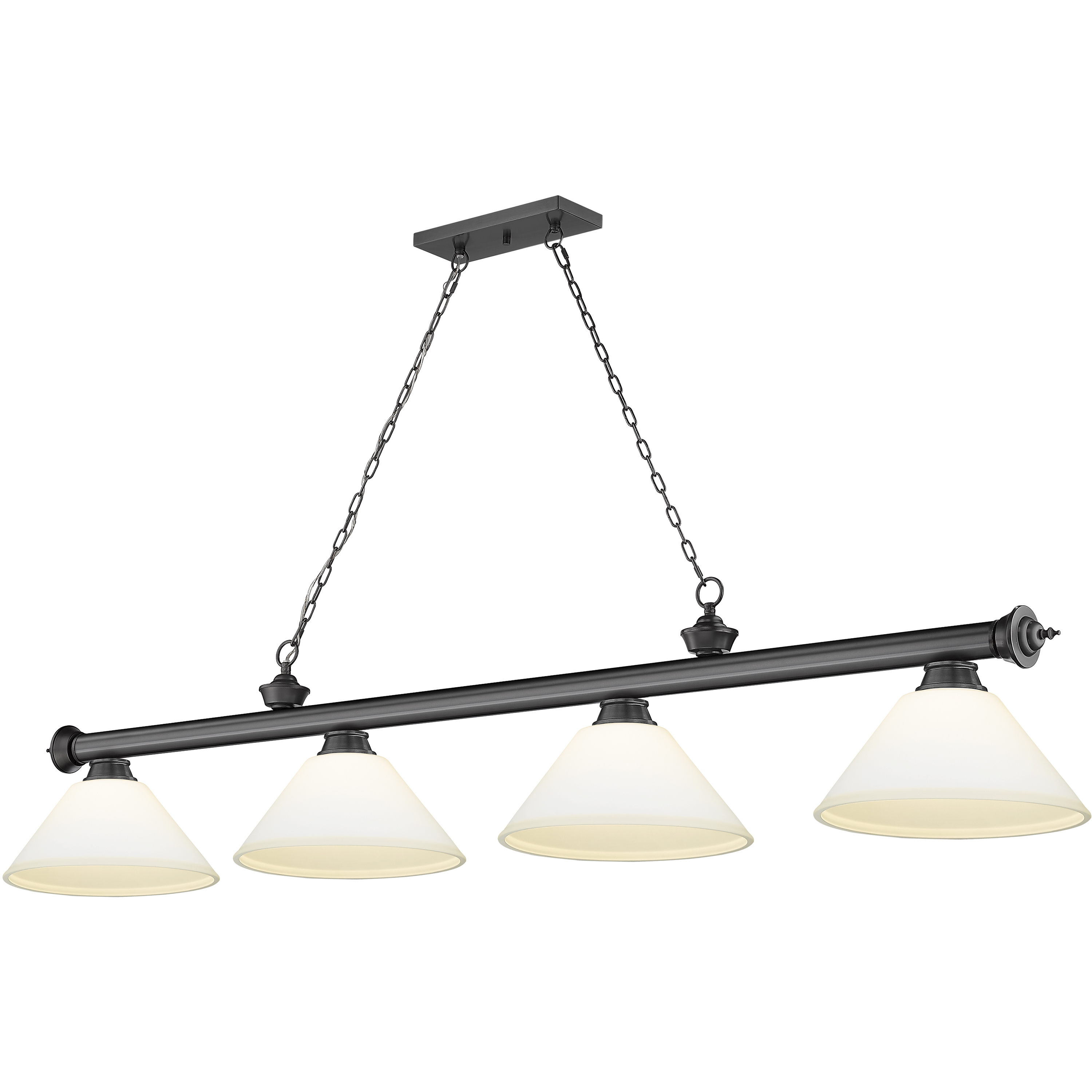 Cordon 4 Light 81.25 inch Bronze Plate Billiard Ceiling Light in Matte Opal Glass