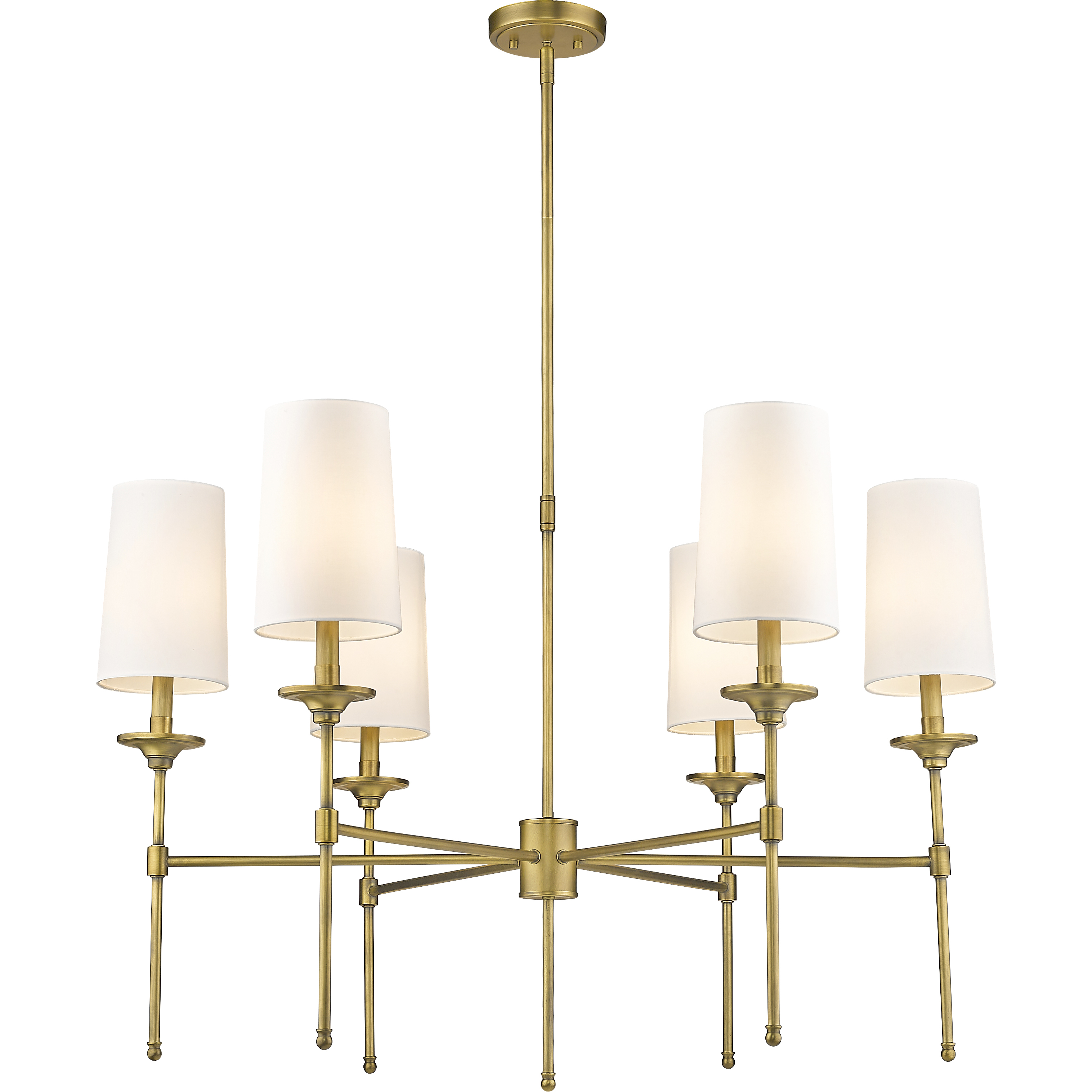 Emily 6 Light 38 inch Rubbed Brass Chandelier Ceiling Light