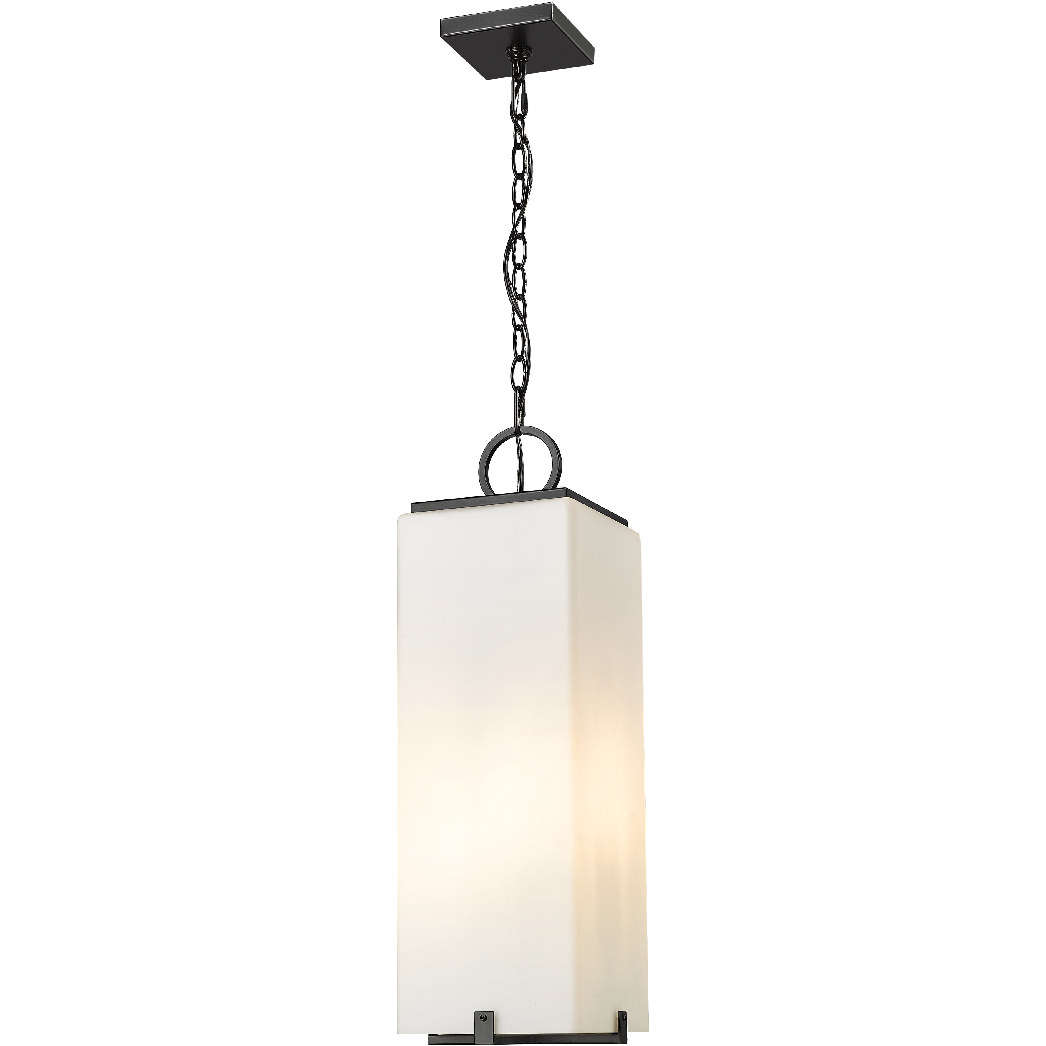 Sana 3 Light 8 inch Black Outdoor Chain Mount Ceiling Fixture in White Opal Glass