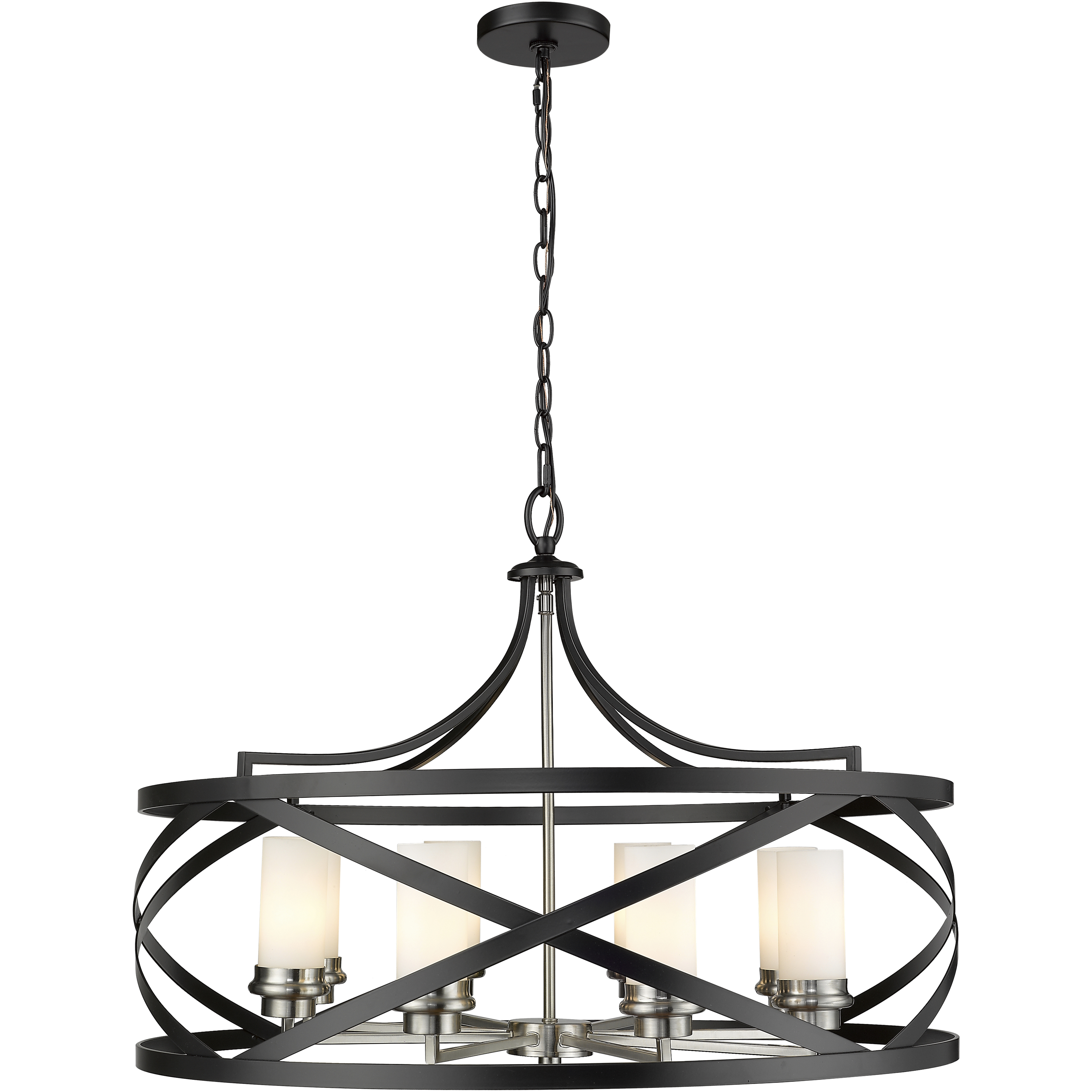 Malcalester 8 Light 30 inch Matte Black and Brushed Nickel Chandelier Ceiling Light