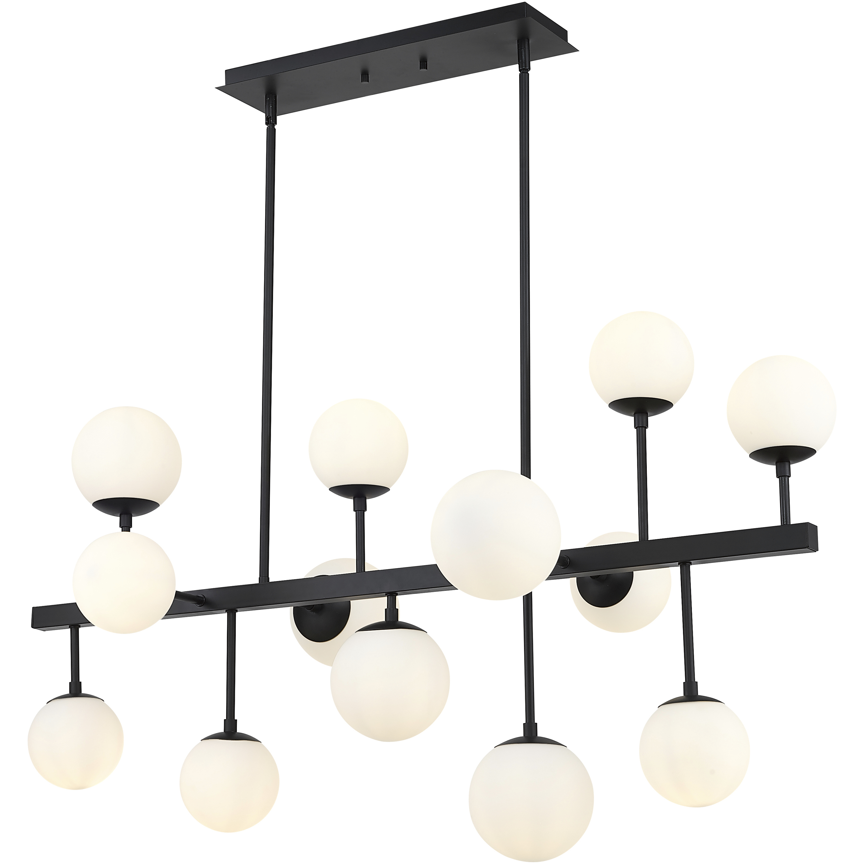 Midnetic 13 Light 45.5 inch Matte Black Linear Chandelier Ceiling Light
