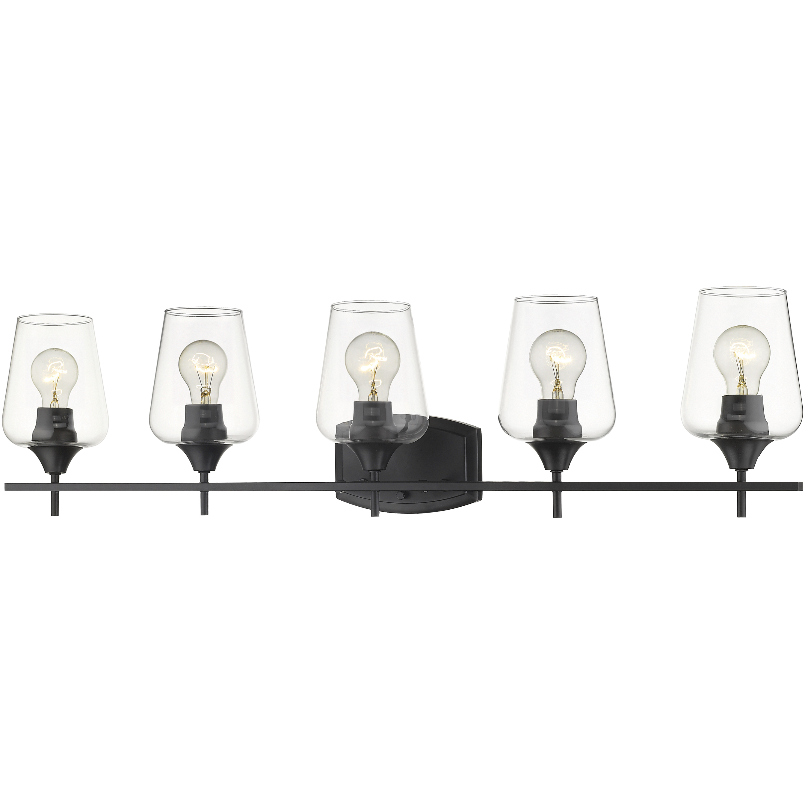 Joliet 5 Light 38 inch Matte Black Vanity Wall Light