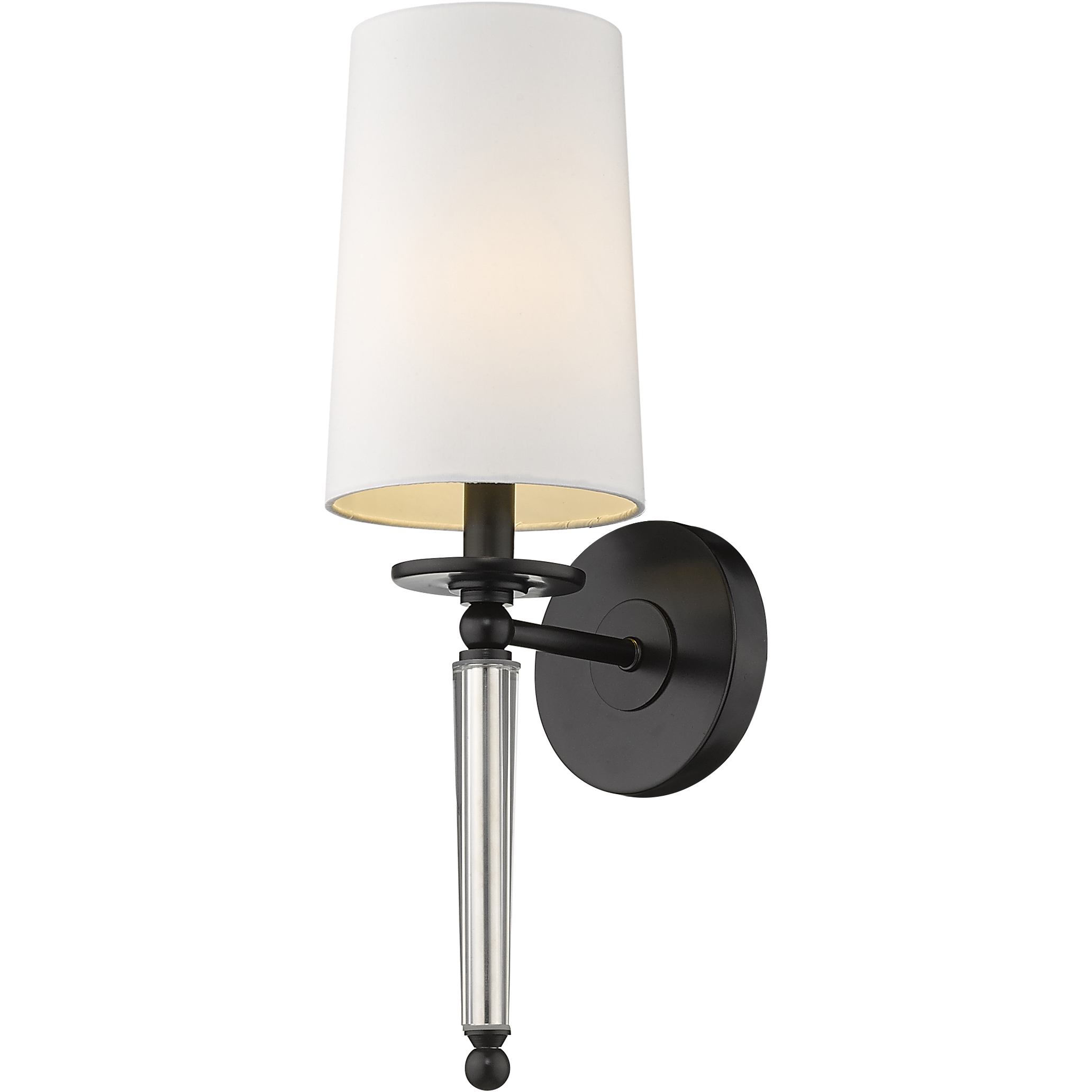 Avery 1 Light 5.5 inch Matte Black Wall Sconce Wall Light in White Fabric
