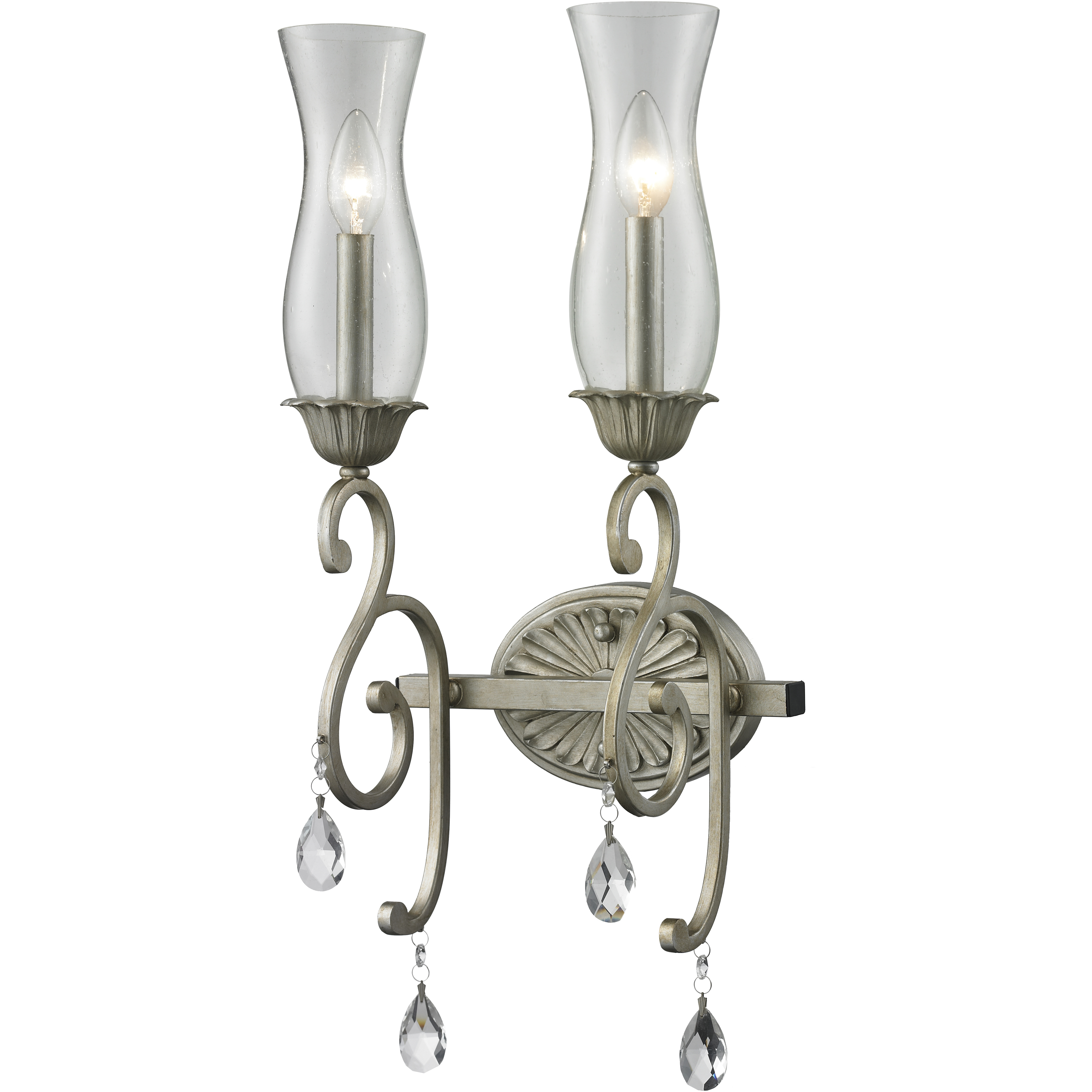 Melina 2 Light 8.5 inch Antique Silver Wall Sconce Wall Light in Clear Seedy Glass