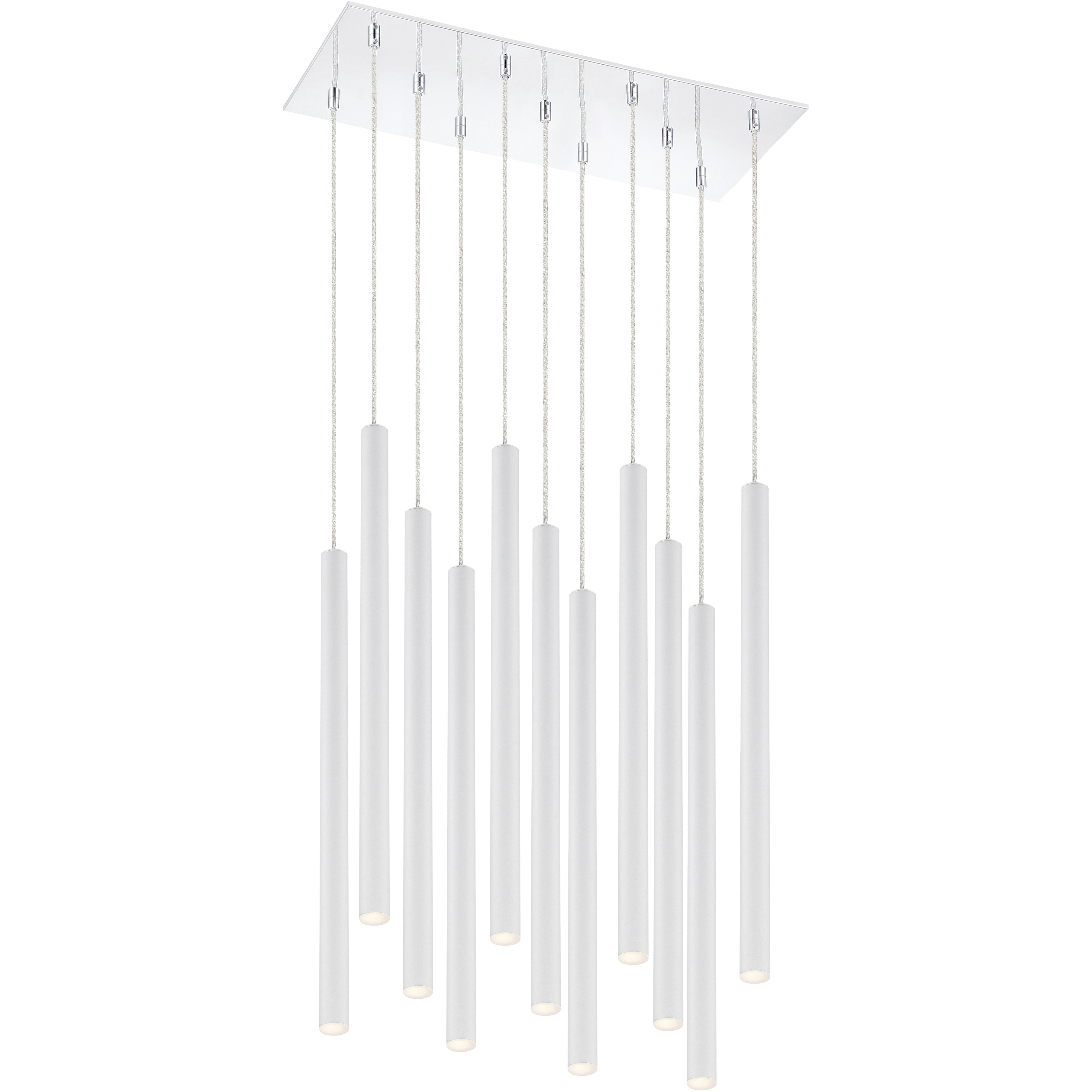 Forest LED 9.75 inch Chrome Chandelier Ceiling Light in Matte White Steel