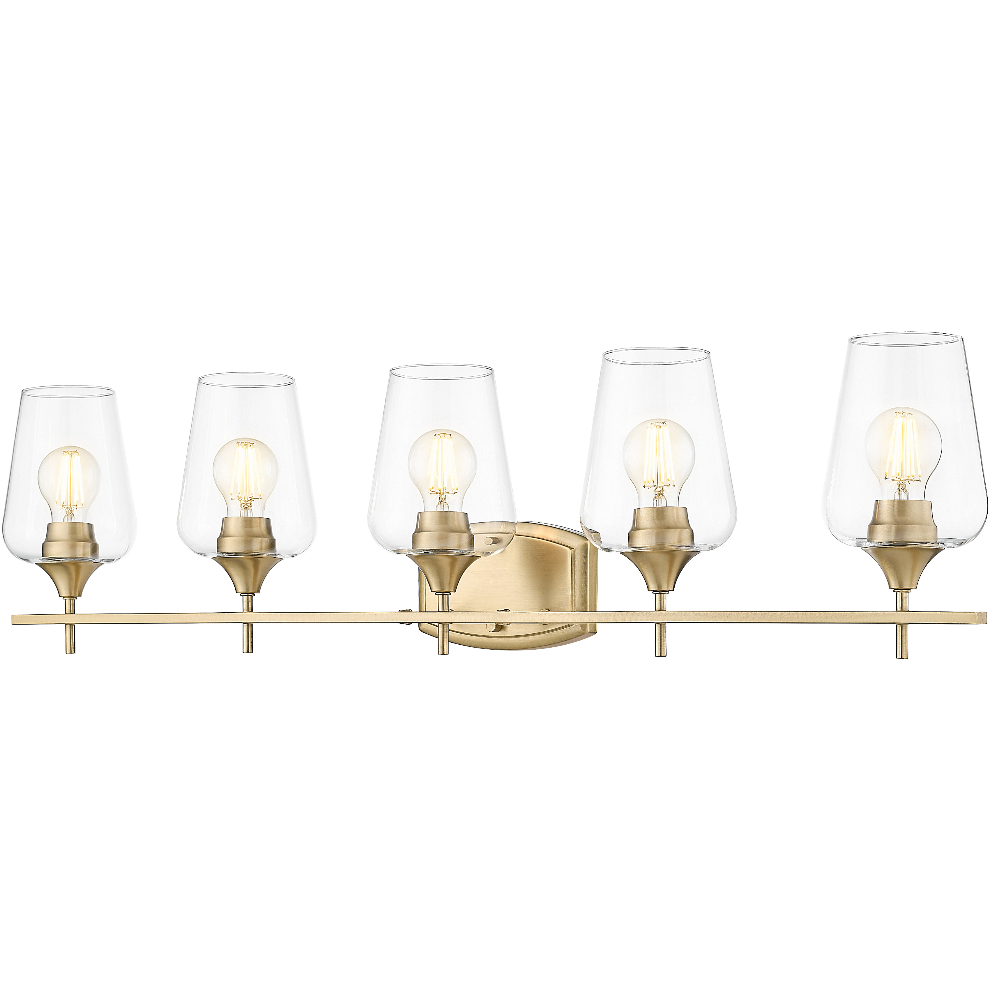 Joliet 5 Light 38.25 inch Burnished Brass Bathroom Vanity Wall Light