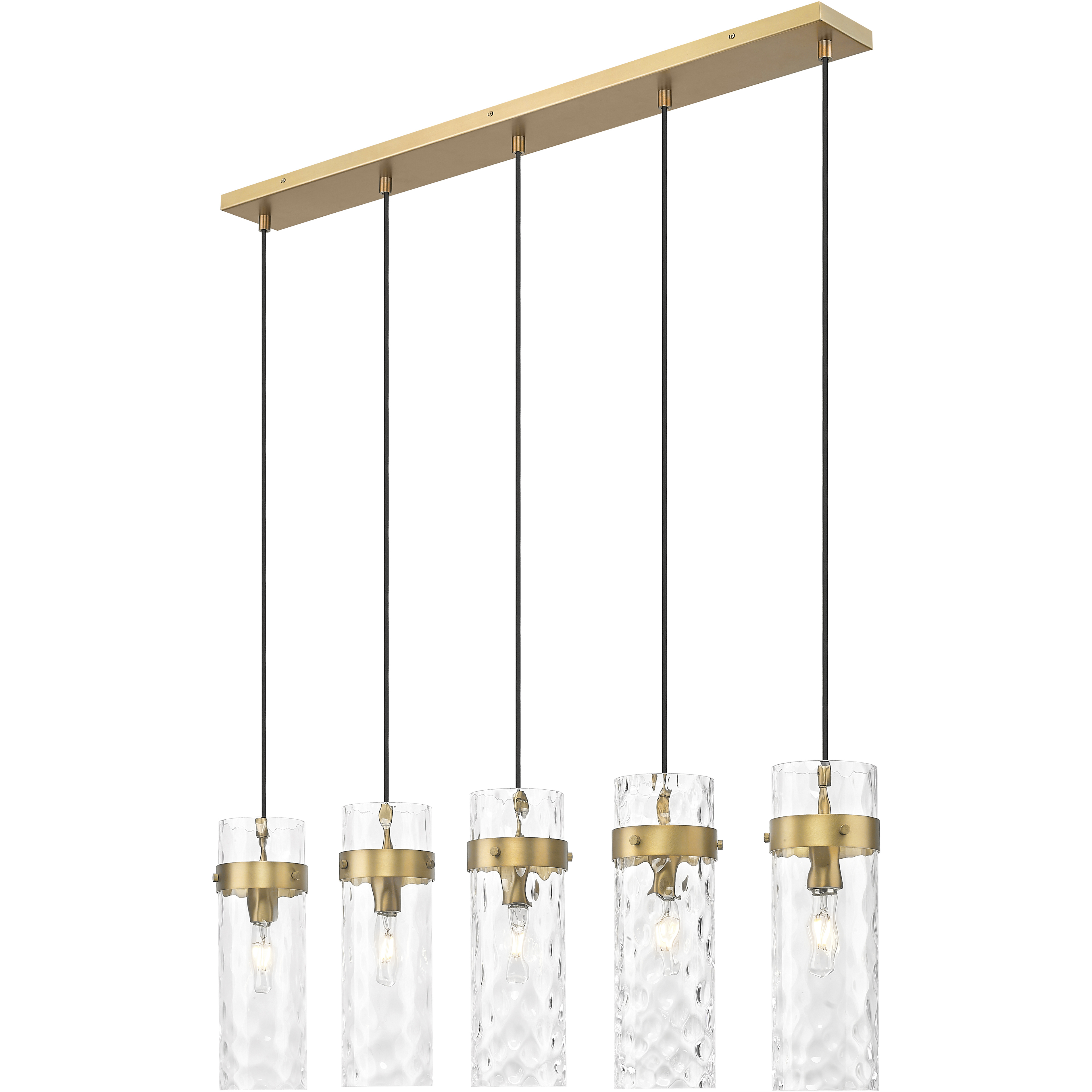 Fontaine 5 Light 44.25 inch Rubbed Brass Linear Chandelier Ceiling Light