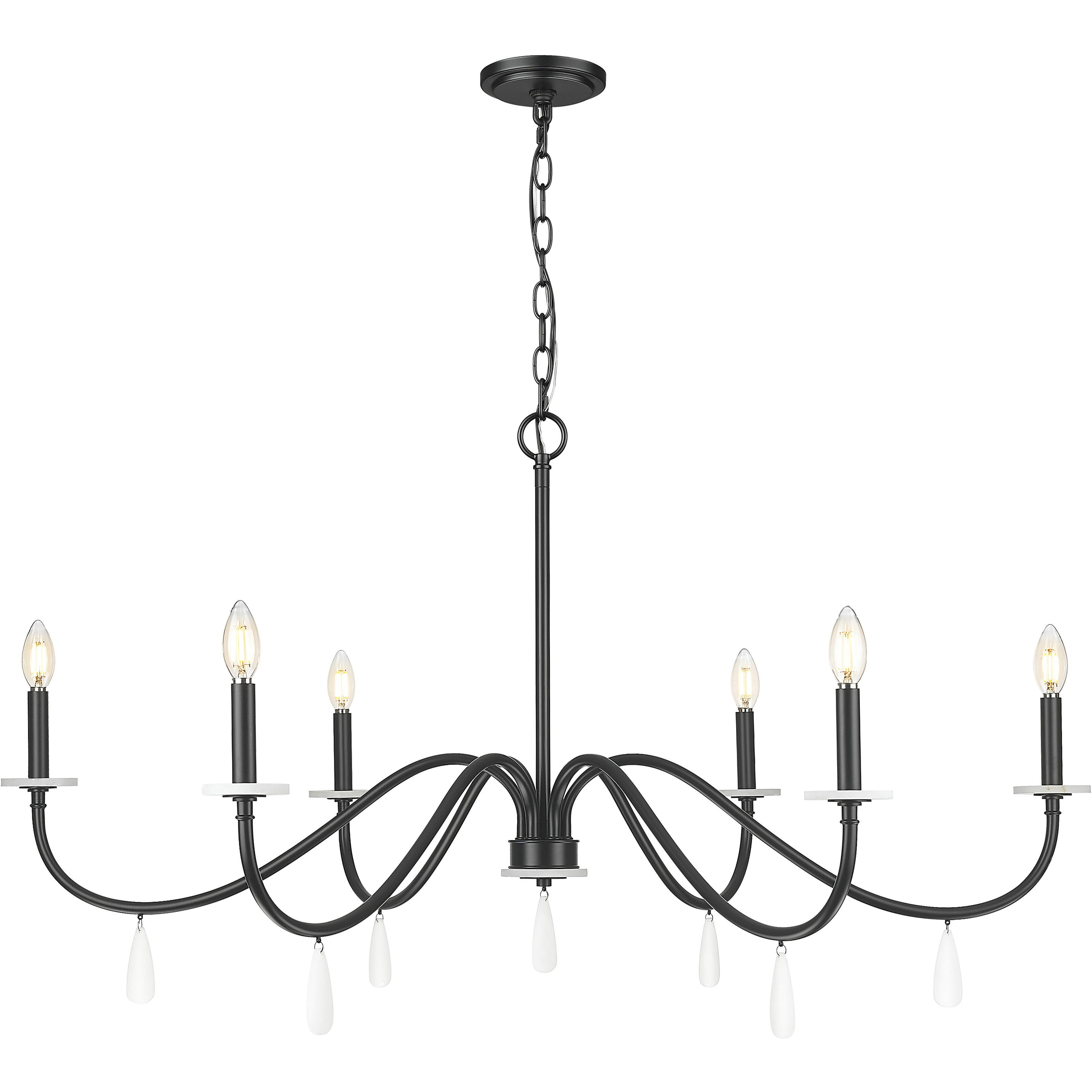 Toussant 6 Light 45 inch Matte Black Chandelier Ceiling Light