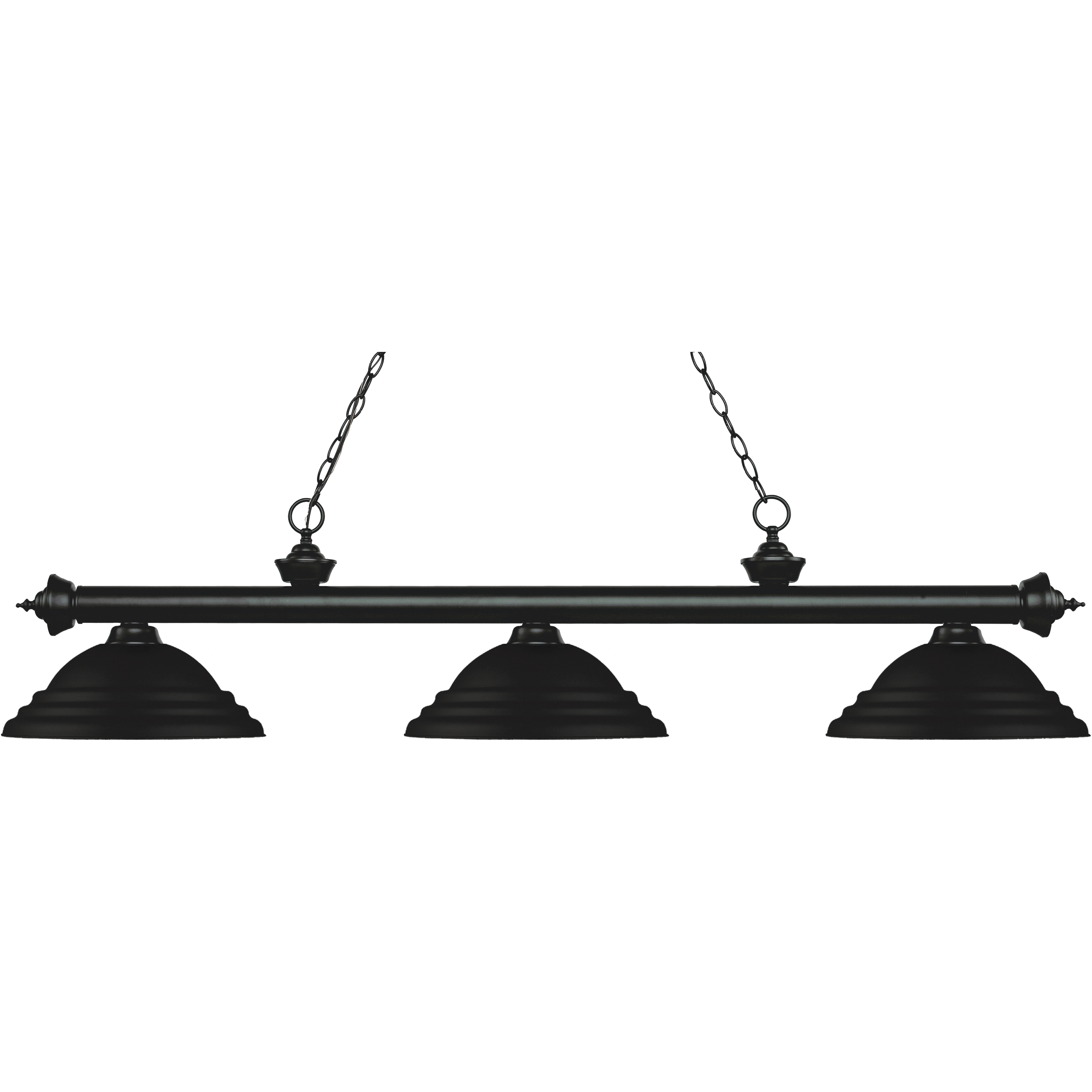 Riviera 3 Light 58.75 inch Matte Black Billiard Ceiling Light in 12.95, Matte Black Steel