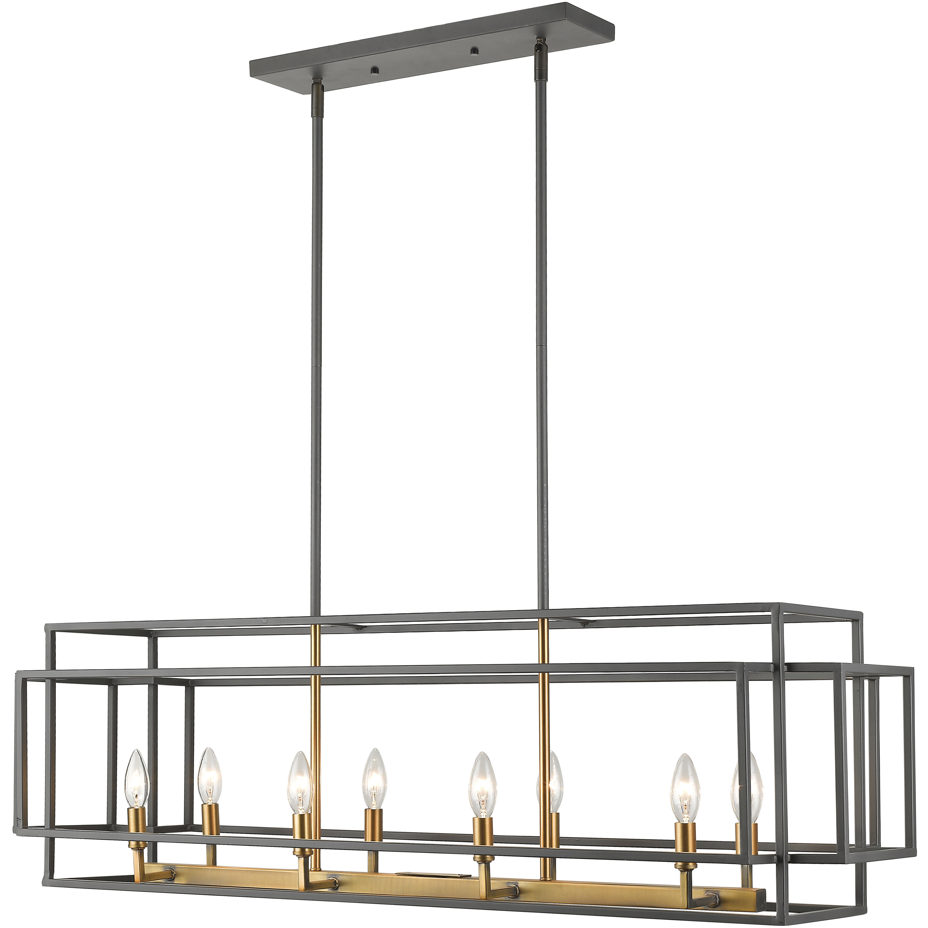 Titania 8 Light 44 inch Bronze and Olde Brass Linear Chandelier Ceiling Light