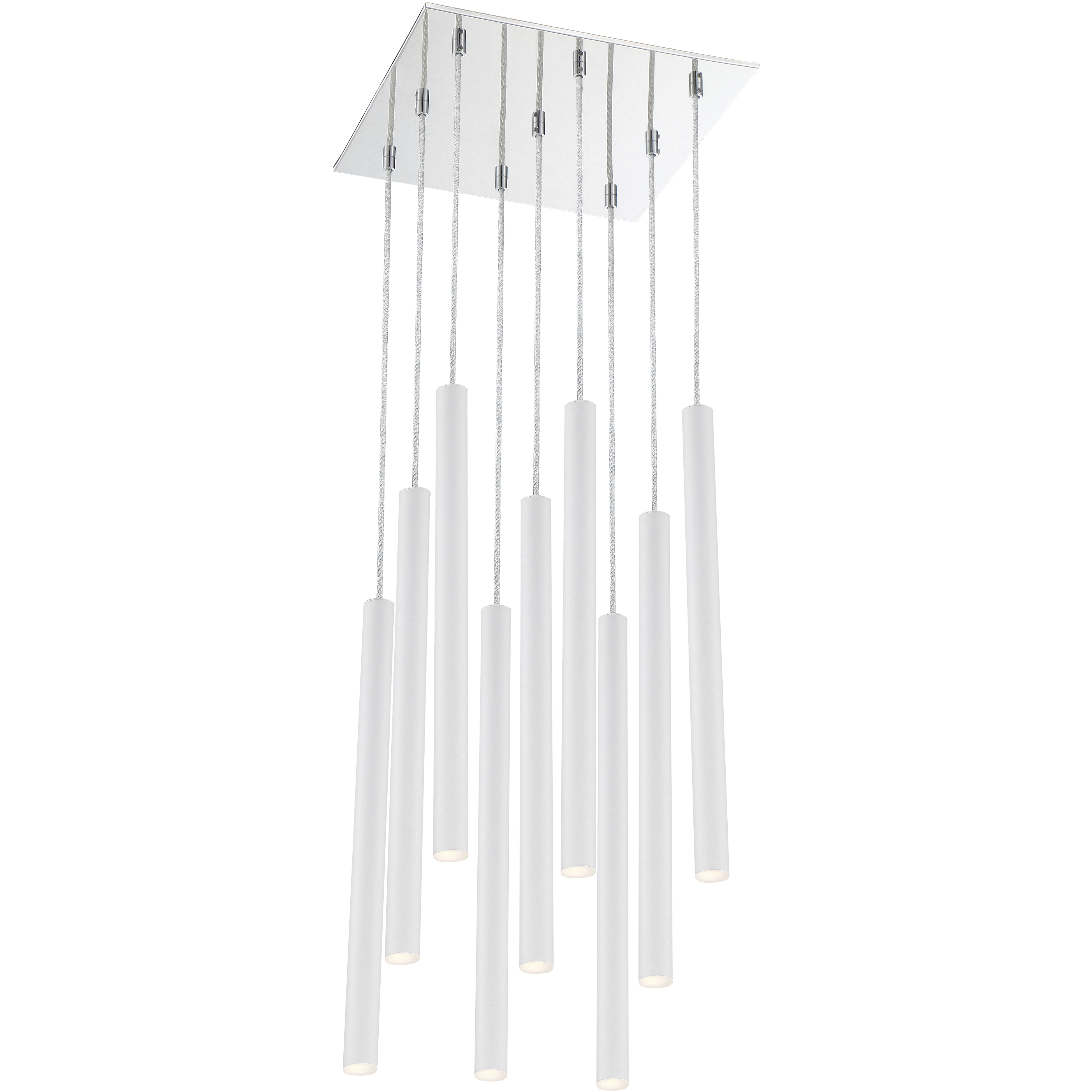 Forest LED 14 inch Chrome Chandelier Ceiling Light in Matte White Steel