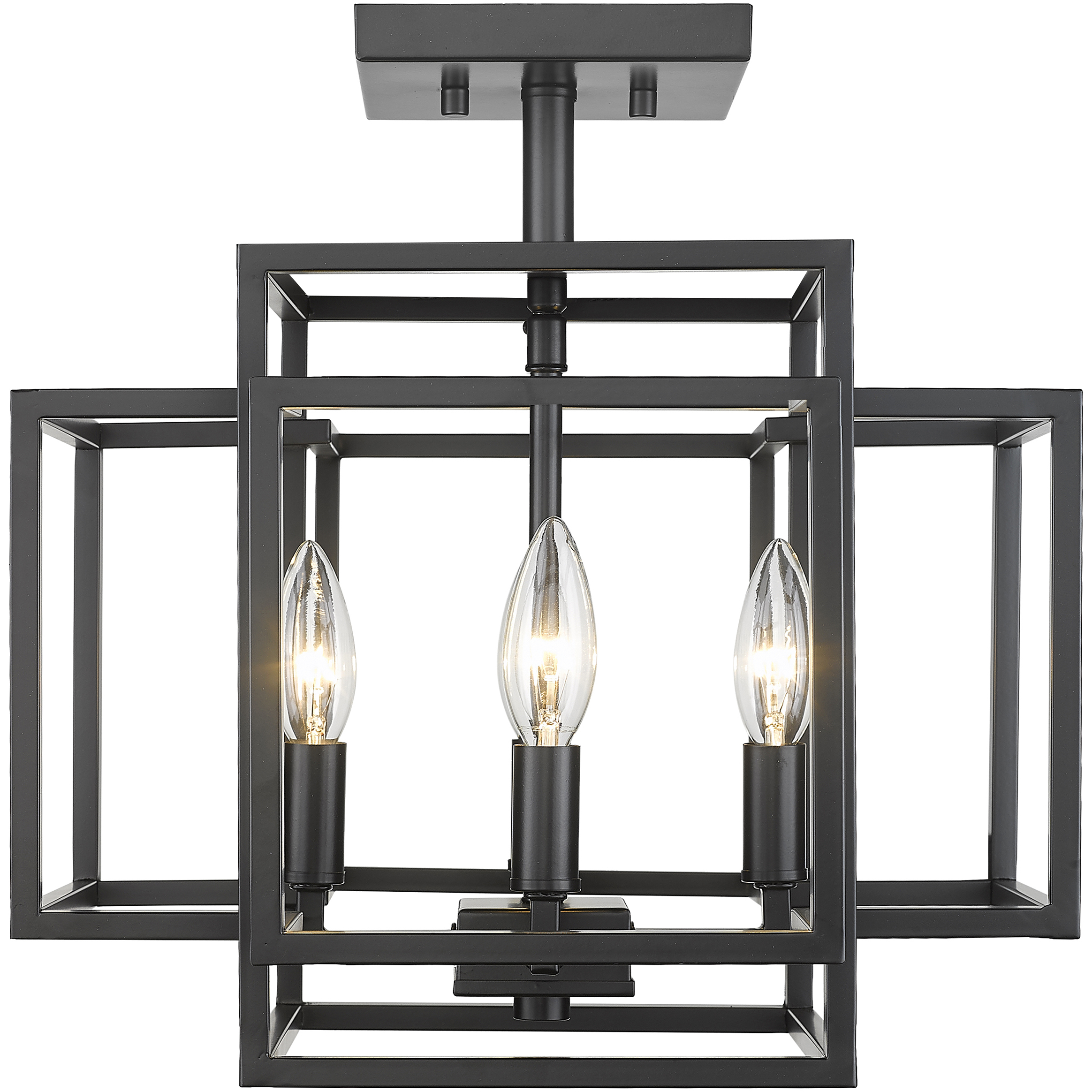 Titania 4 Light 14 inch Matte Black Semi Flush Mount Ceiling Light