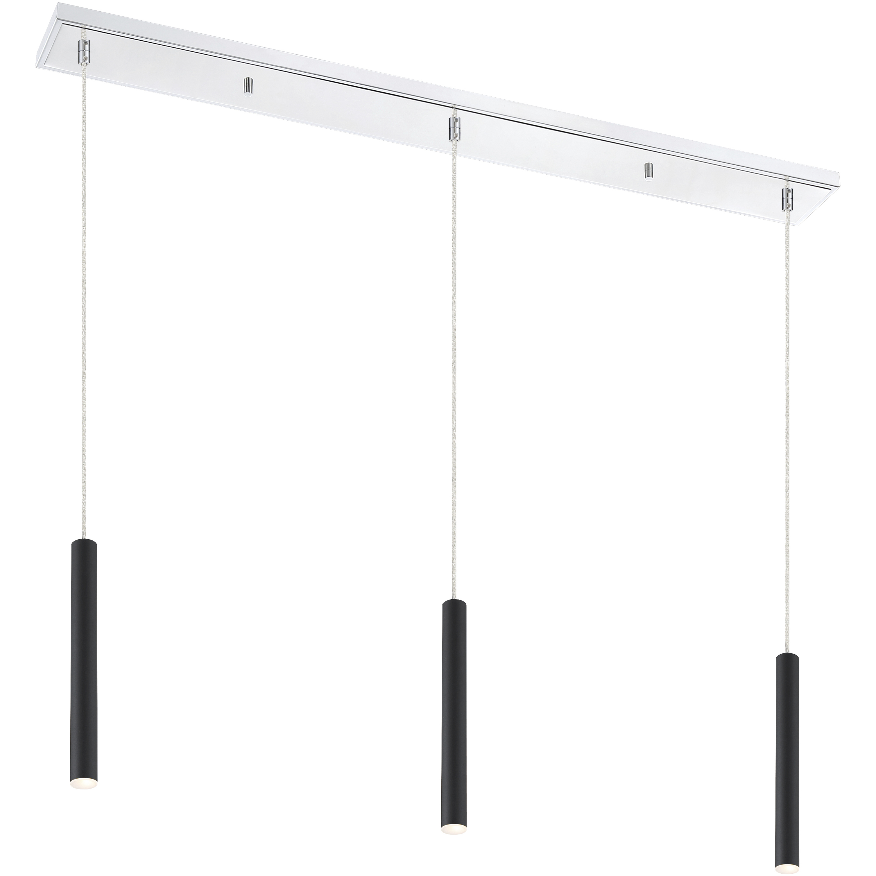 Forest LED 46 inch Chrome Linear Chandelier Ceiling Light in 3, 17, Matte Black Steel