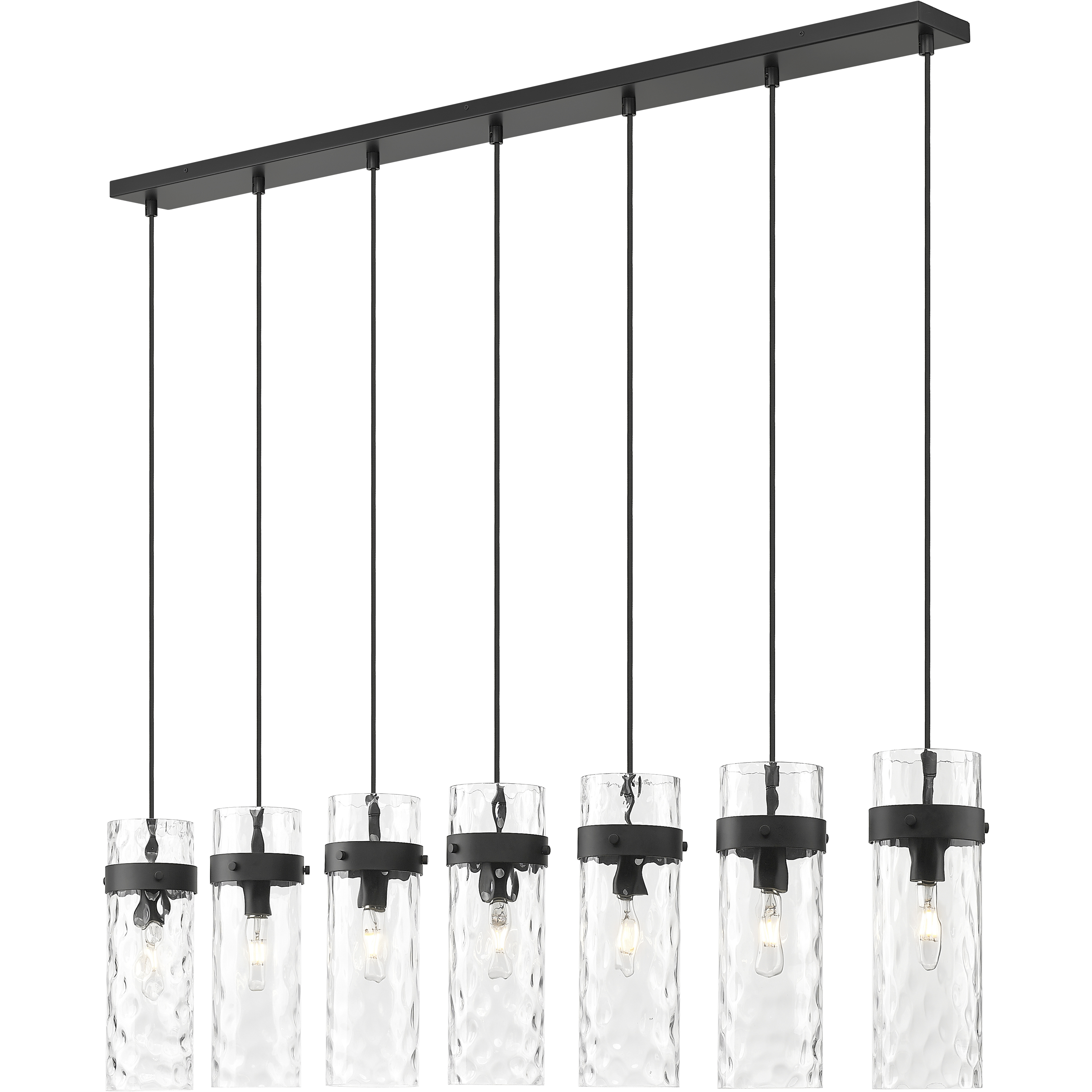 Fontaine 7 Light 56.75 inch Matte Black Linear Chandelier Ceiling Light