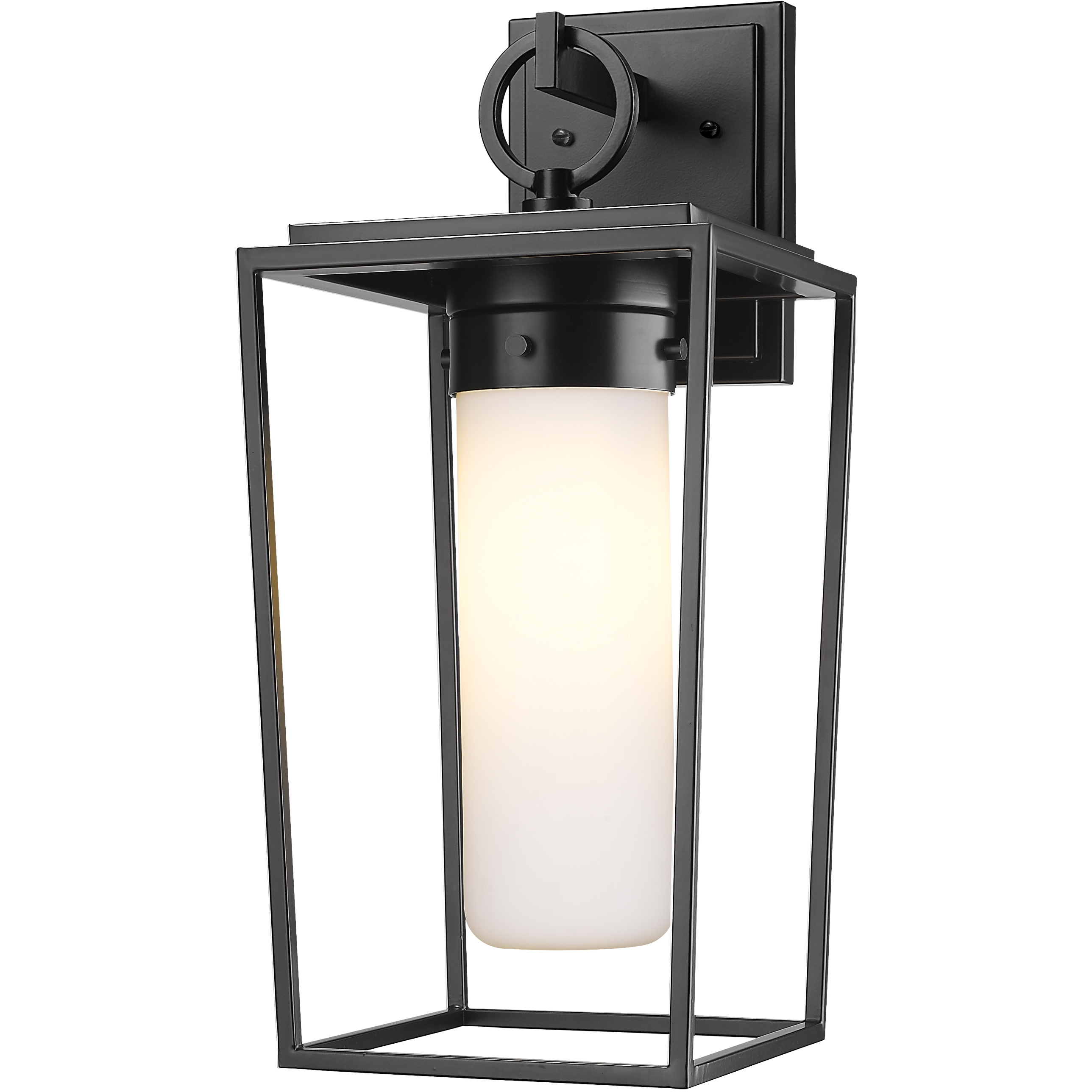 Sheridan 1 Light 18 inch Black Outdoor Wall Light in White Opal Glass