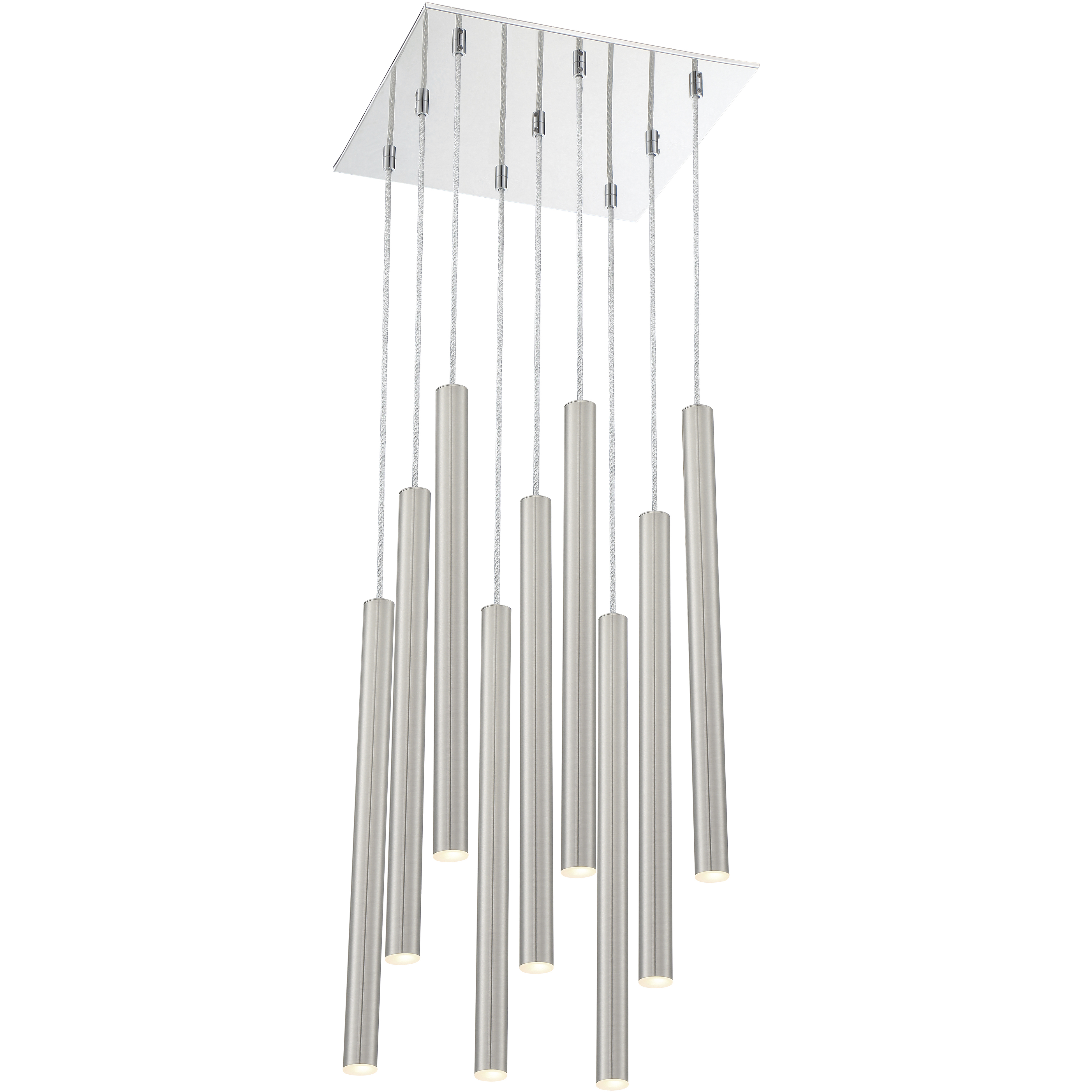 Forest LED 14 inch Chrome Chandelier Ceiling Light in Brushed Nickel Steel