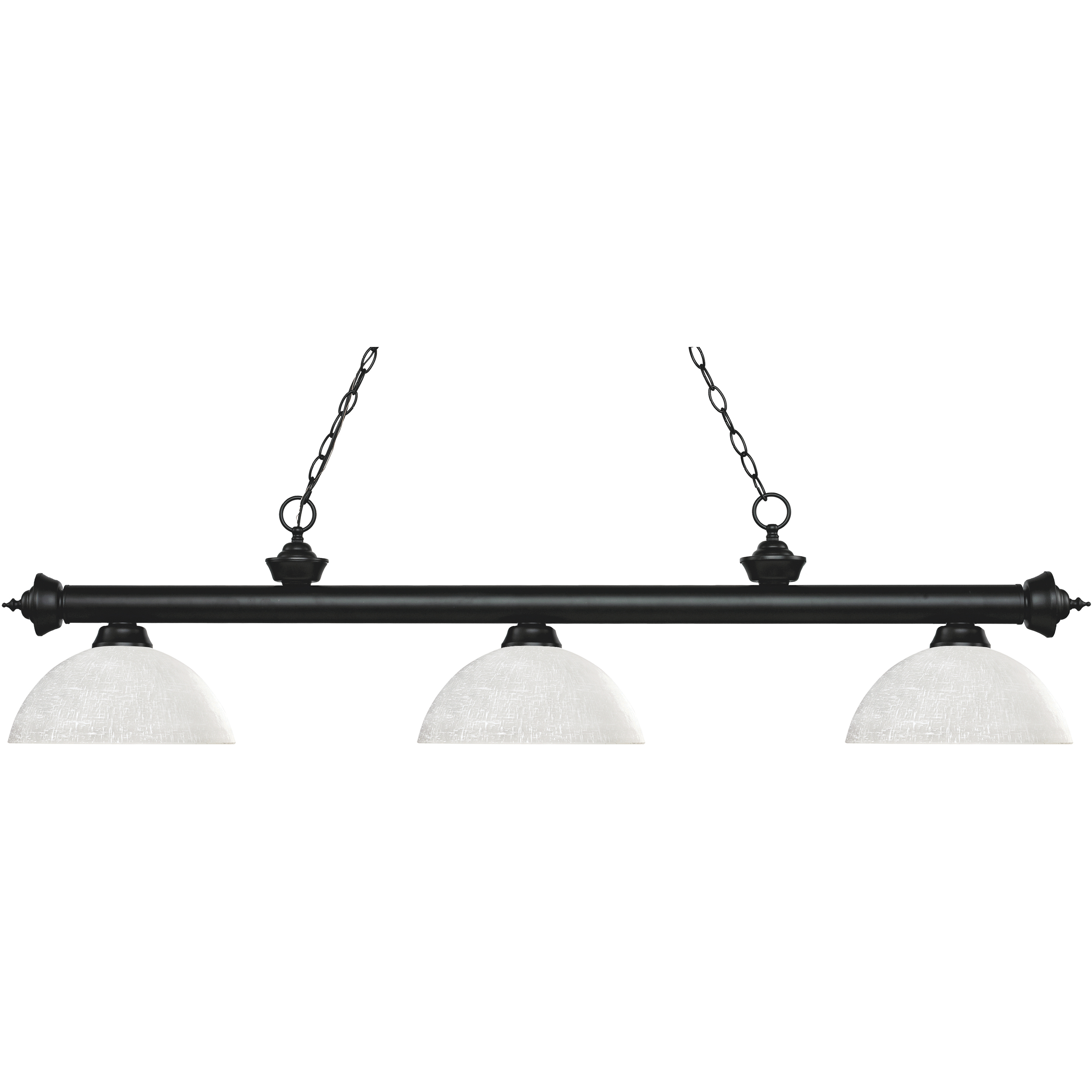 Riviera 3 Light 56.5 inch Matte Black Billiard Ceiling Light in White Linen Glass