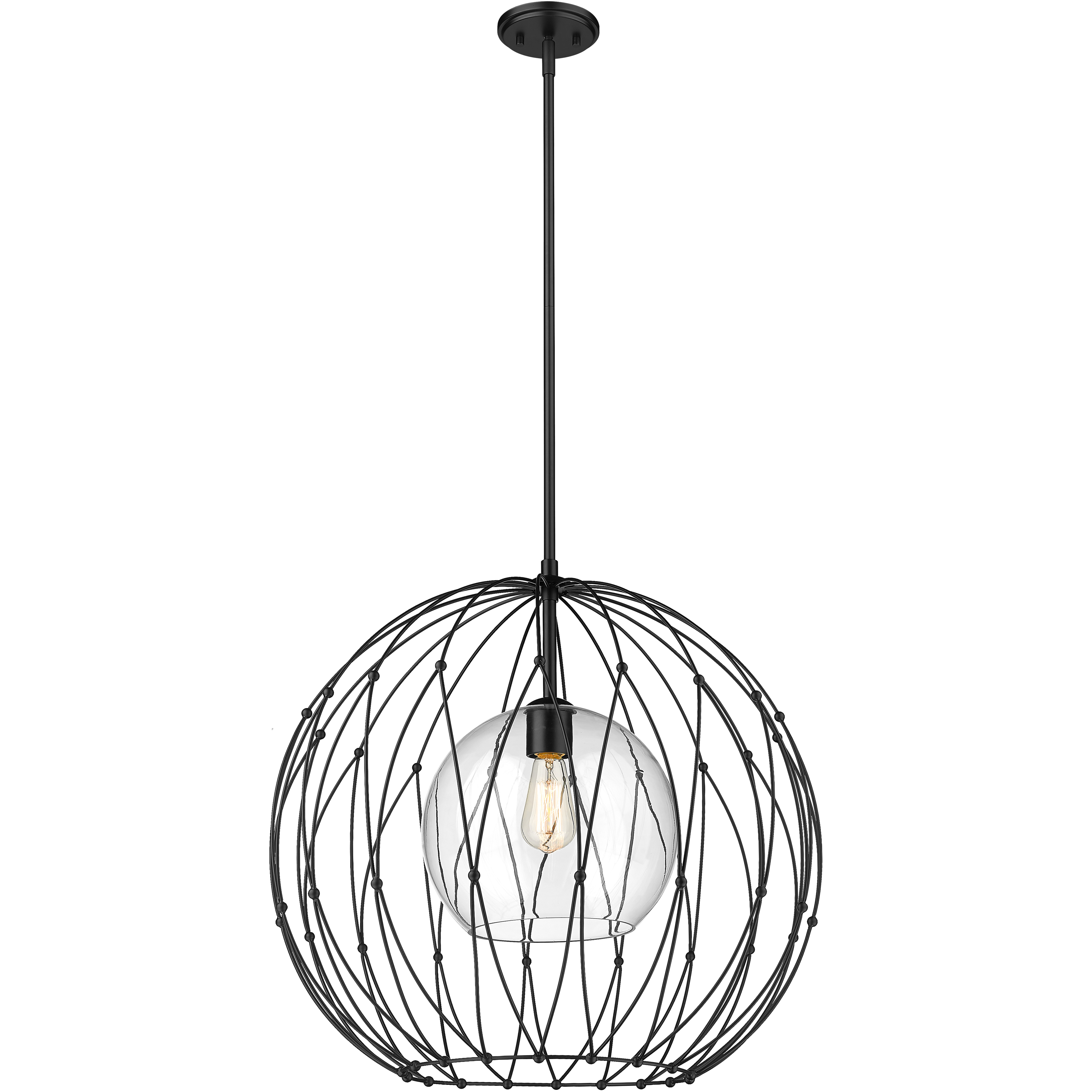 Elle 1 Light 24 inch Matte Black Pendant Ceiling Light